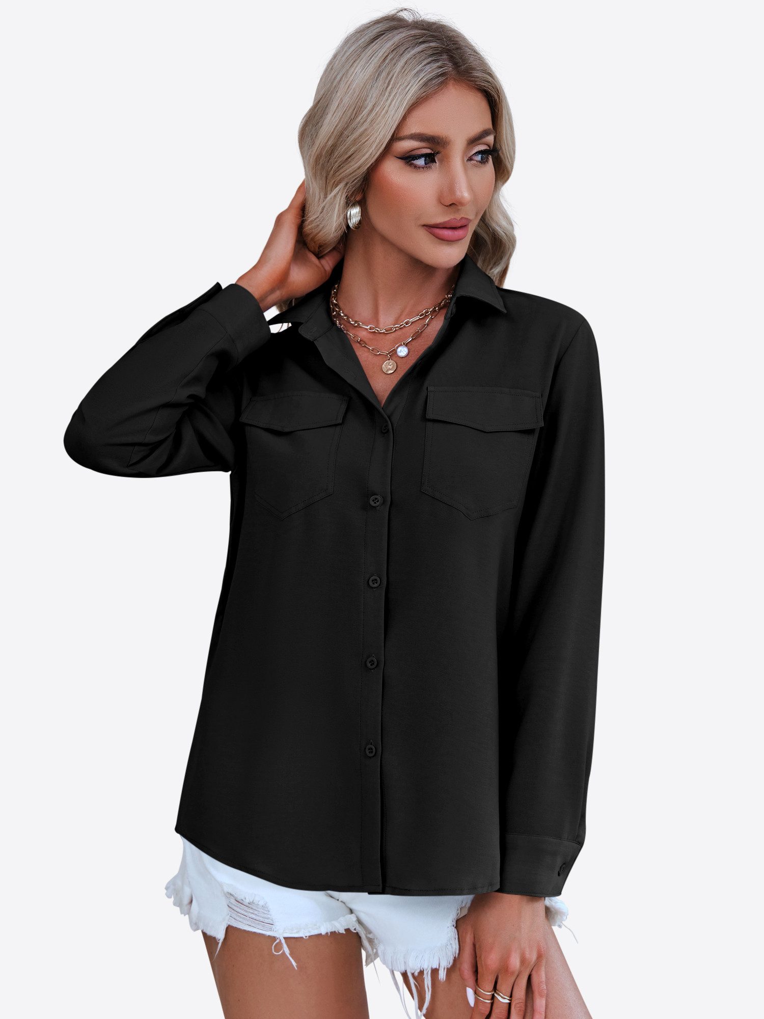 Imily Bela Hemdbluse Damen Lässige Basic-Bürobluse günstig online kaufen