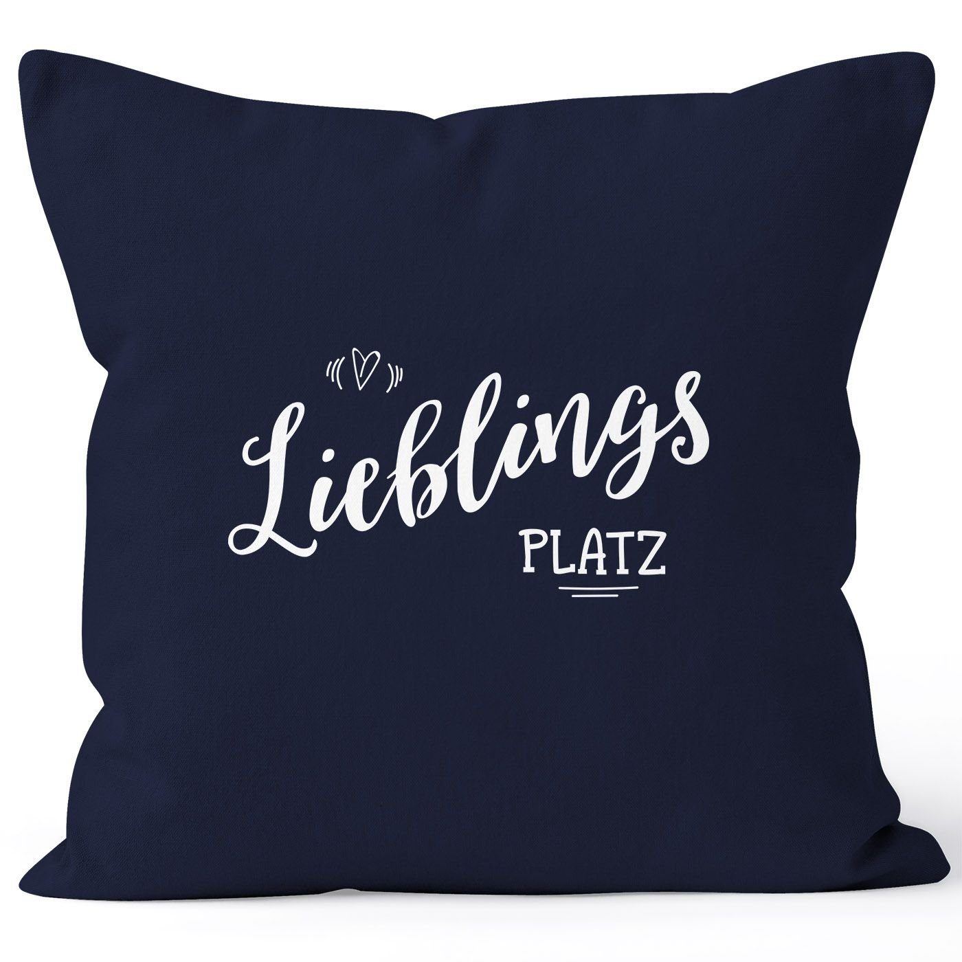 MoonWorks Dekokissen Kissenbezug Lieblingsplatz Geschenk navy Deko-Kissen 40x40 MoonWorks® Kissen-Hülle