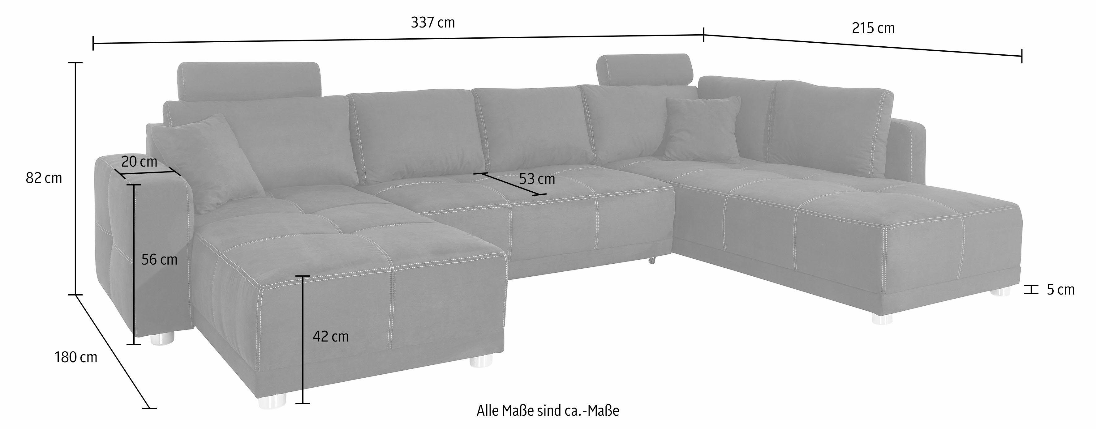 inklusive und Bettkasten, Kopfstützen, Federkern Orlando, mit Gruppe Bettfunktion Wohnlandschaft mit Jockenhöfer