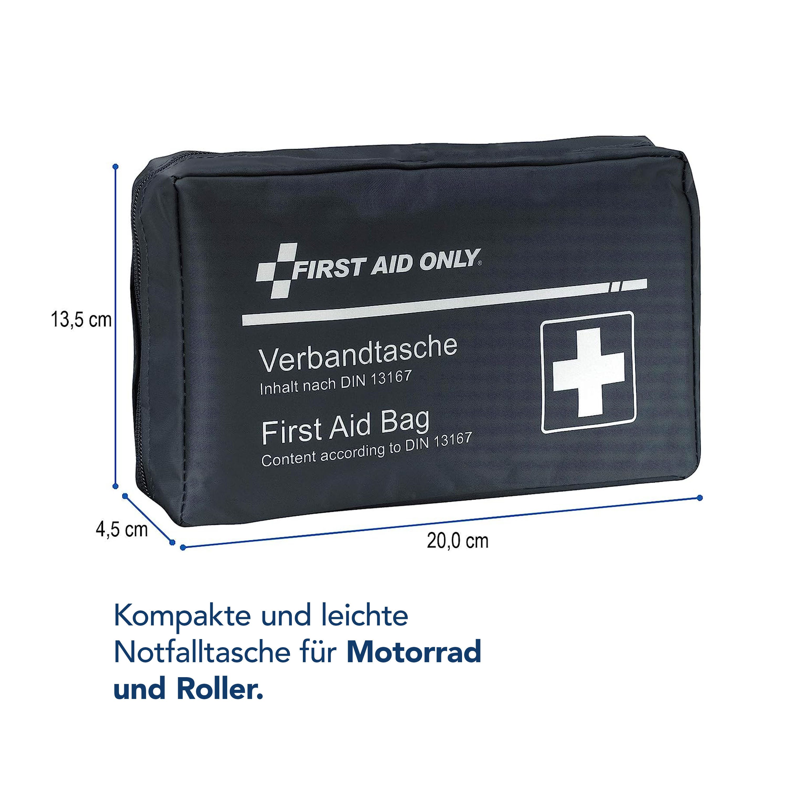 FIRST AID ONLY® KFZ-Verbandtasche Set DIN 13167 mit Warnweste, Erste Hilfe für Motorrad, Fahrrad, Reise