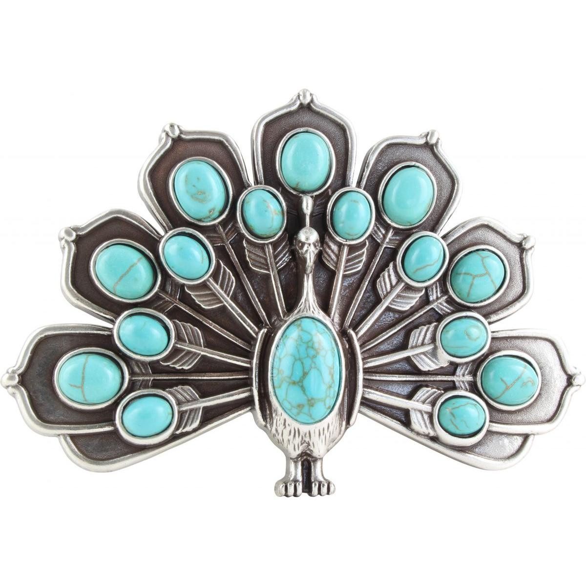 Gürtelschnalle Pfau 4,0cm - Buckle Wechselschließe Gürtelschließe 40mm - Gürtel bis 4