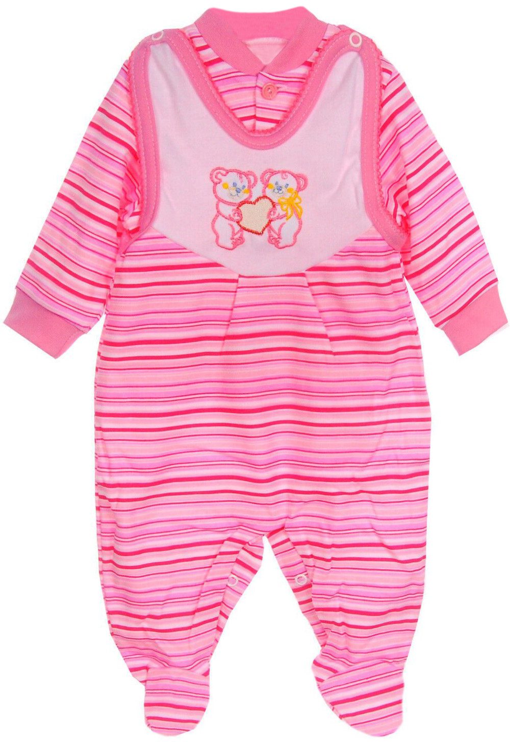 Strampler Baby Ползунки und Hemdchen Set 56 62 68 in Pink gestreift aus reiner Baumwolle