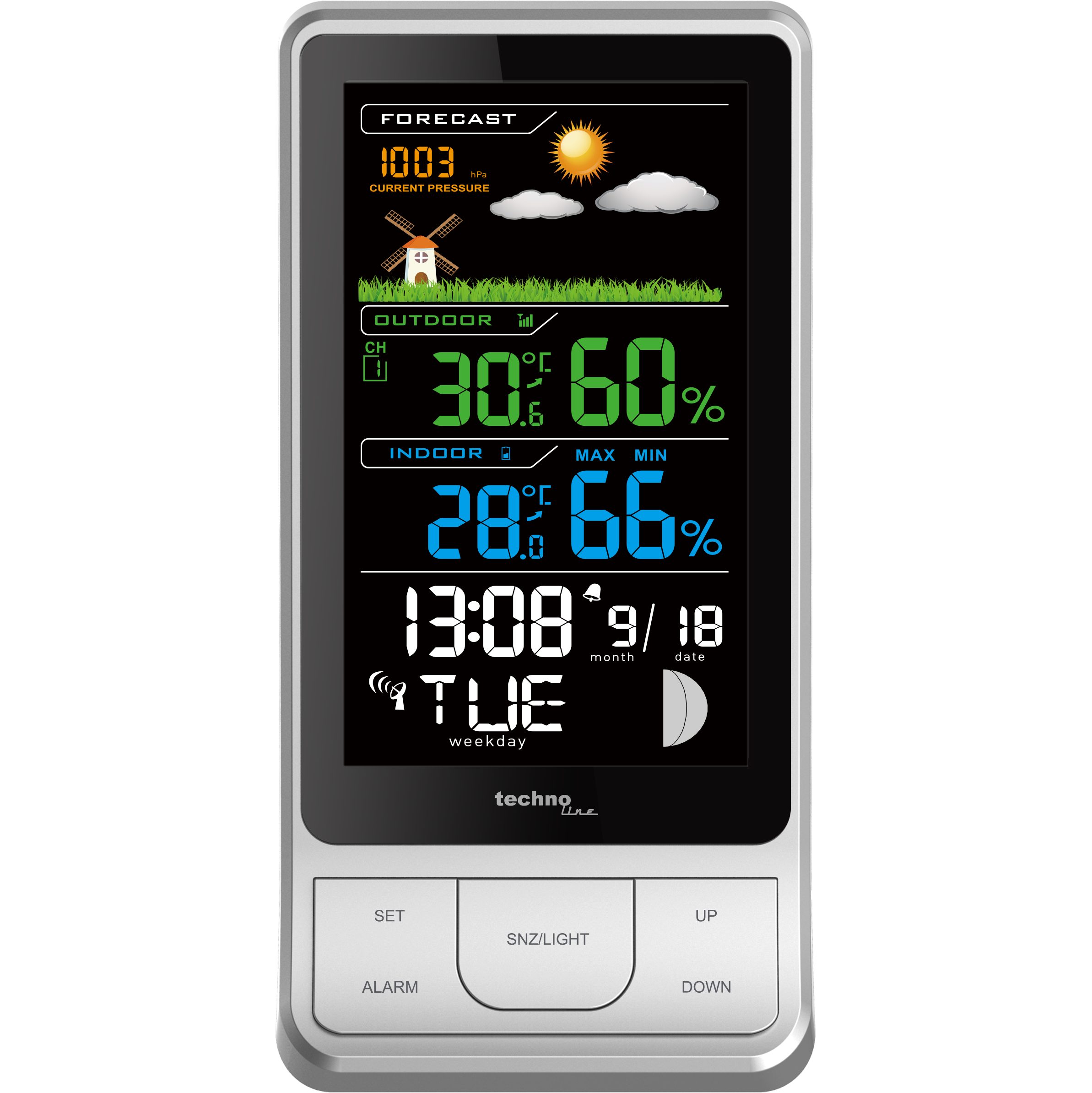 technoline WS 6441 Wetterstation (inklusive Außensender, Wettervorhersage durch farbige Wettersymbole)