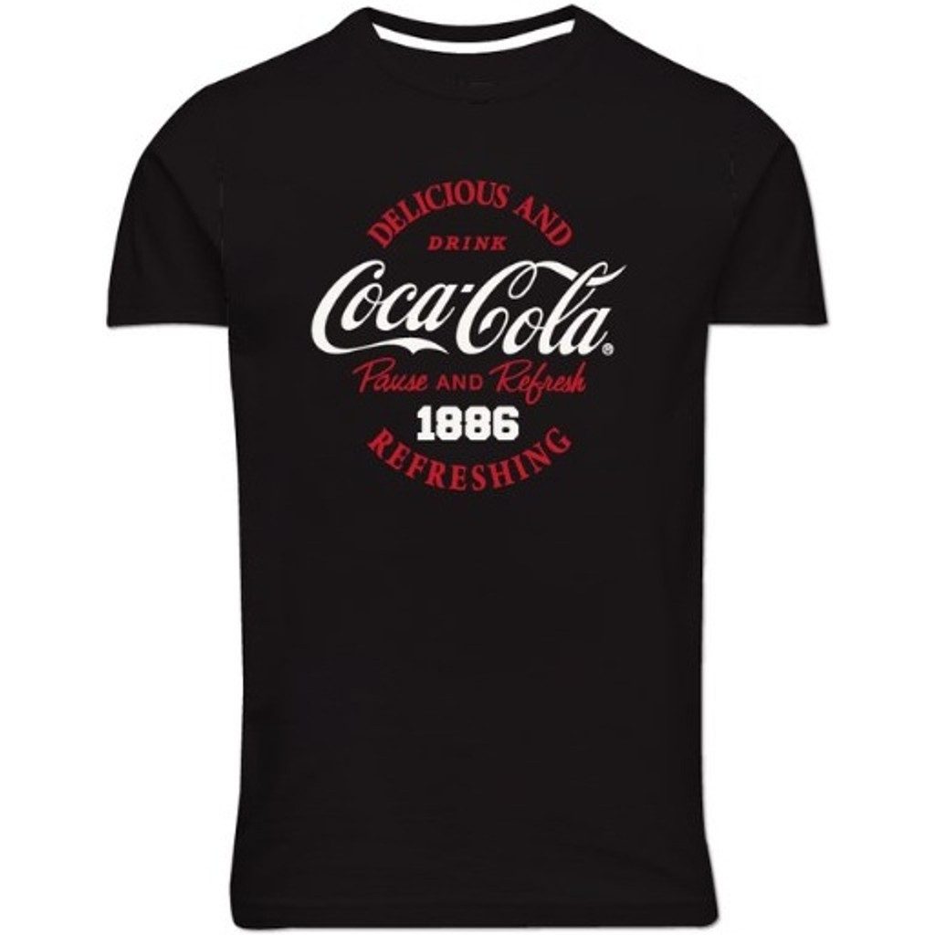 Print-Shirt Coca Cola T-Shirt von North Latitude in großen Größen, Schwarz