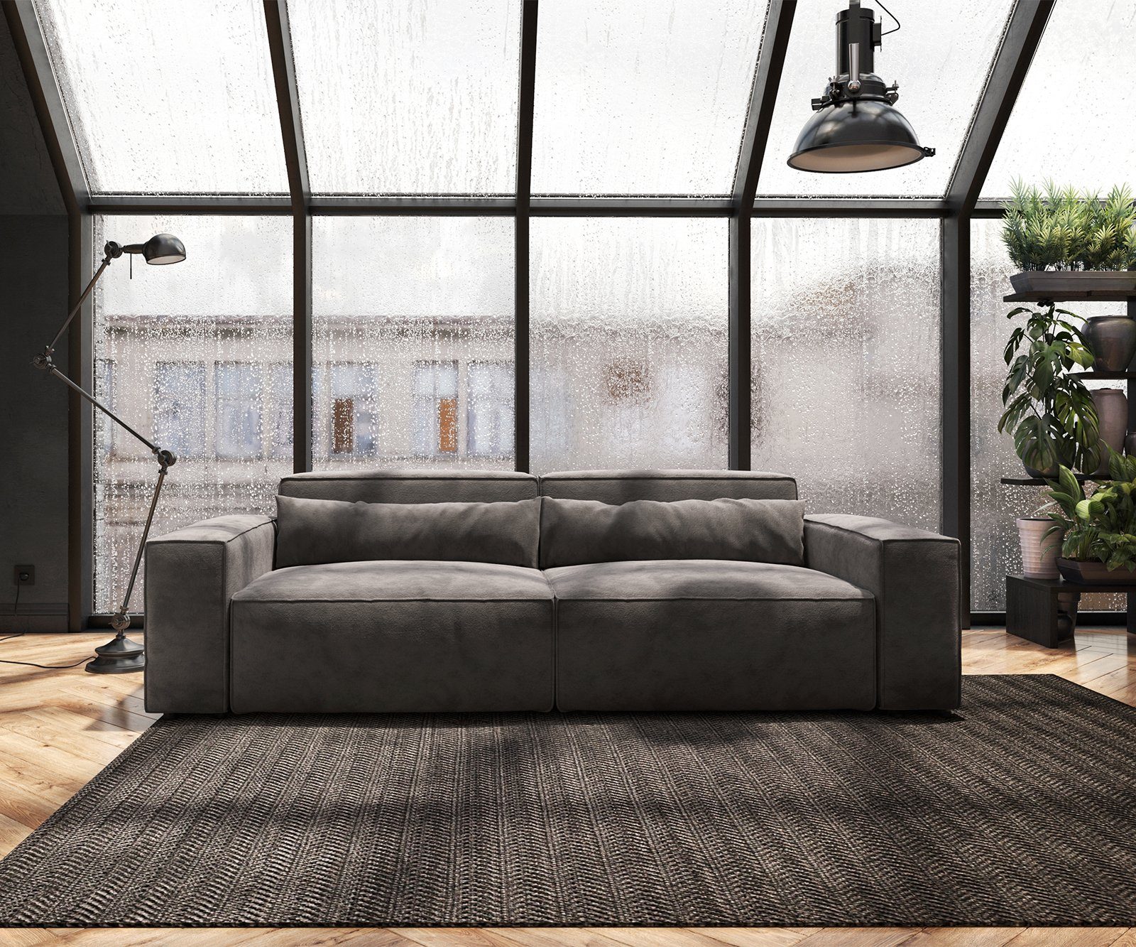 DELIFE Big-Sofa Sirpio, Mikrofaser Khakibraun 230x90 günstig online kaufen