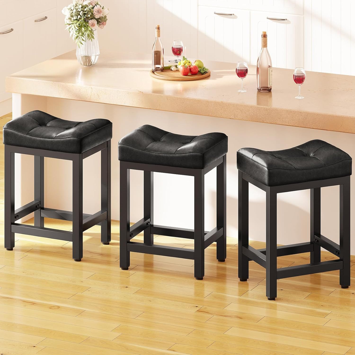 Dripex Barhocker 64cm Leder-Barhocker, schwarz, mit günstig online kaufen