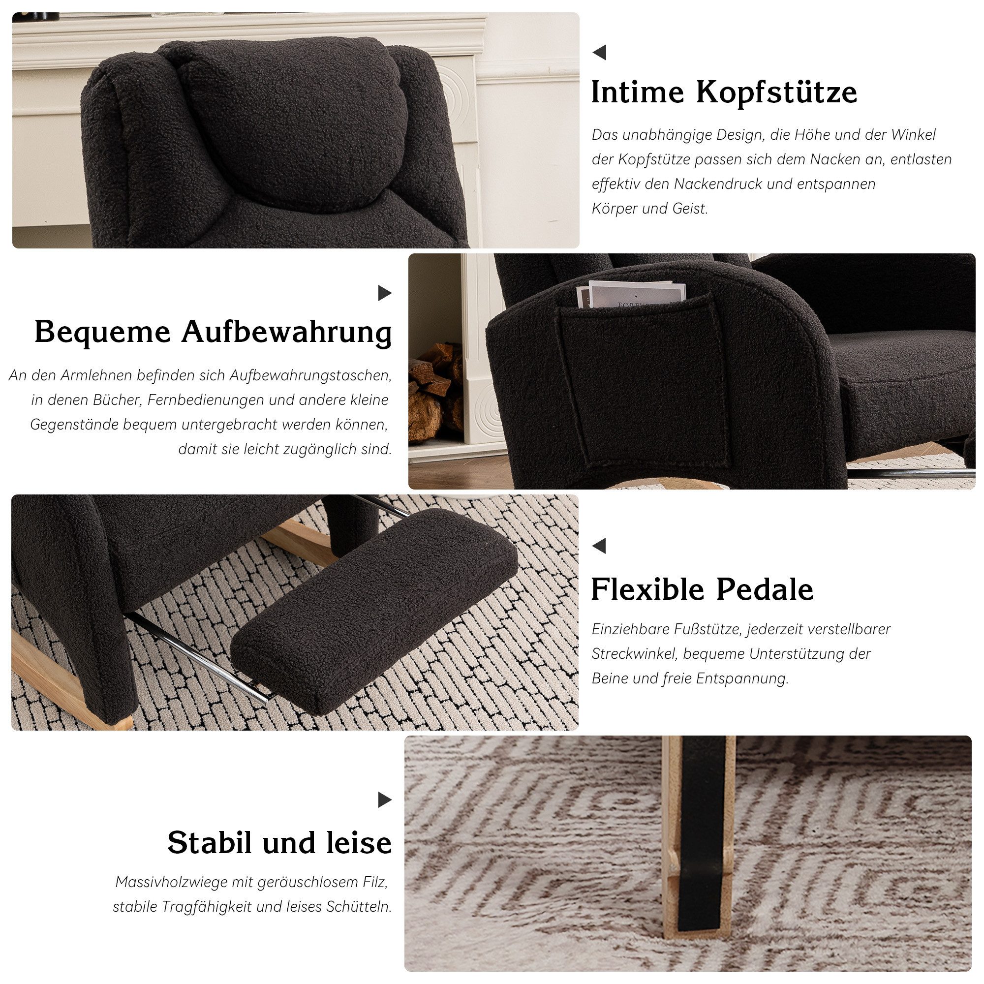 i@home Loungesessel Schaukelstuhl mit Hocker, Relaxsessel mit Ottomane (Rüc günstig online kaufen