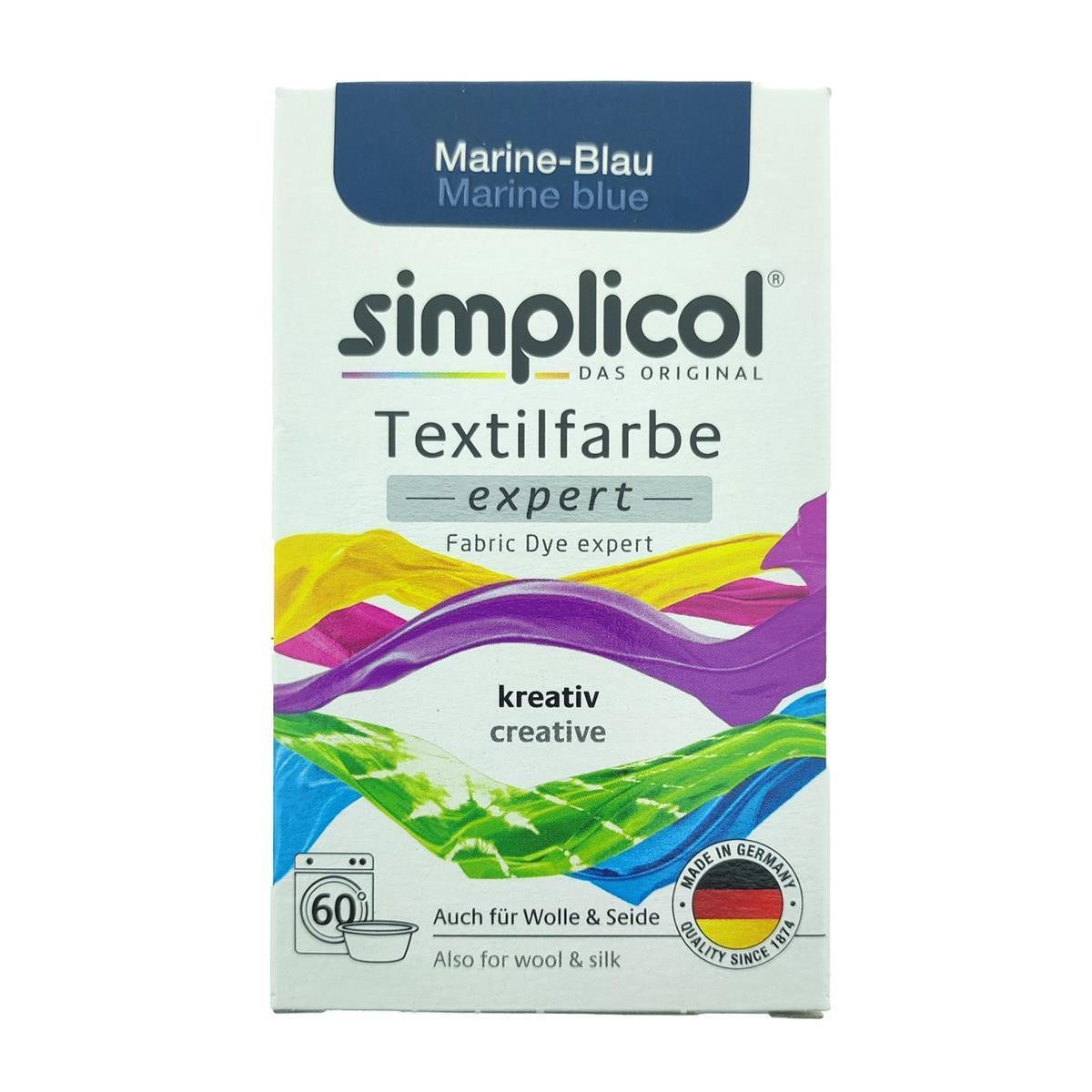 HEITMANN Textilfarbe Simplicol Textilfarbe Expert Marine-Blau 150g, Farberneuerung Farbauffrischung Batik Textilfärbemittel
