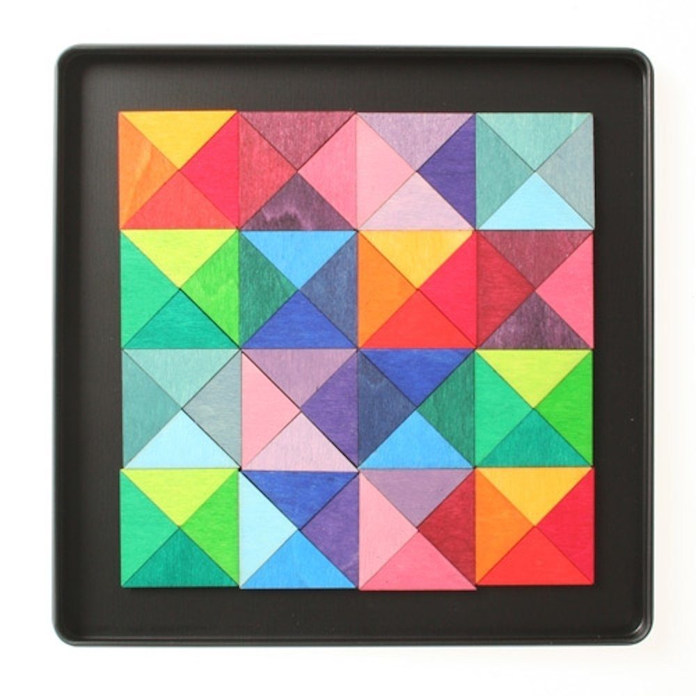 GRIMM´S Spiel und Holz Design Magnetspiel Dreiecke mit 64 magnetischen Holzteilen Magnetspielbausteine