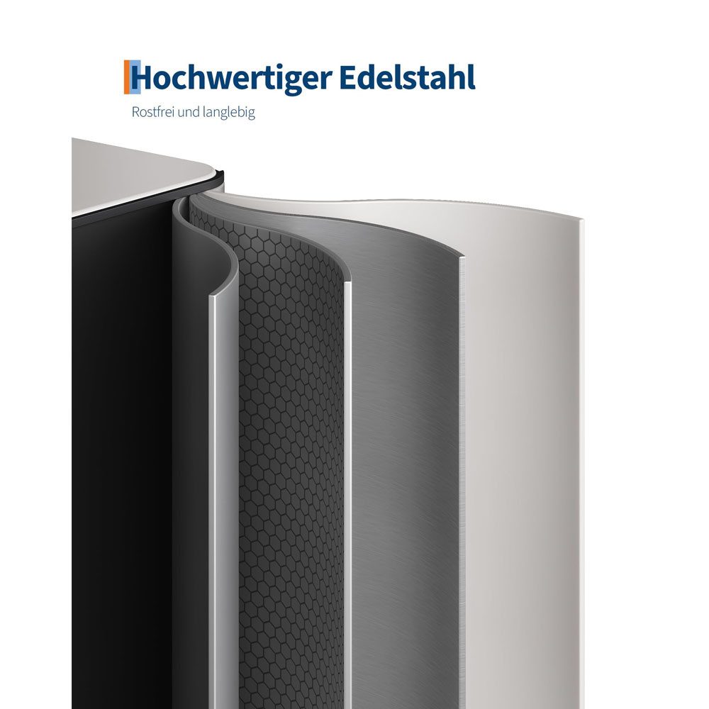 GarveeMore Mülleimer 3-Fach Mülleimer 15L Edelstahl, Fußpedal-Mülleimer – Bild 3 von 5