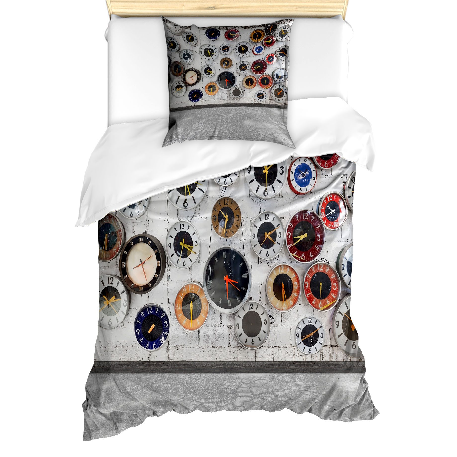 Abakuhaus Bettwäsche Milbensicher Allergiker geeignet mit Kissenbezug, Microfaser, Uhr Mehrere Wanduhren Foto