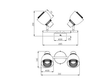 meineWunschleuchte LED Deckenstrahler, Dimmfunktion, LED wechselbar, Warmweiß, Industrial Deckenlampe Lampenschirm Metall Schwarz Gitter Gold B: 28cm