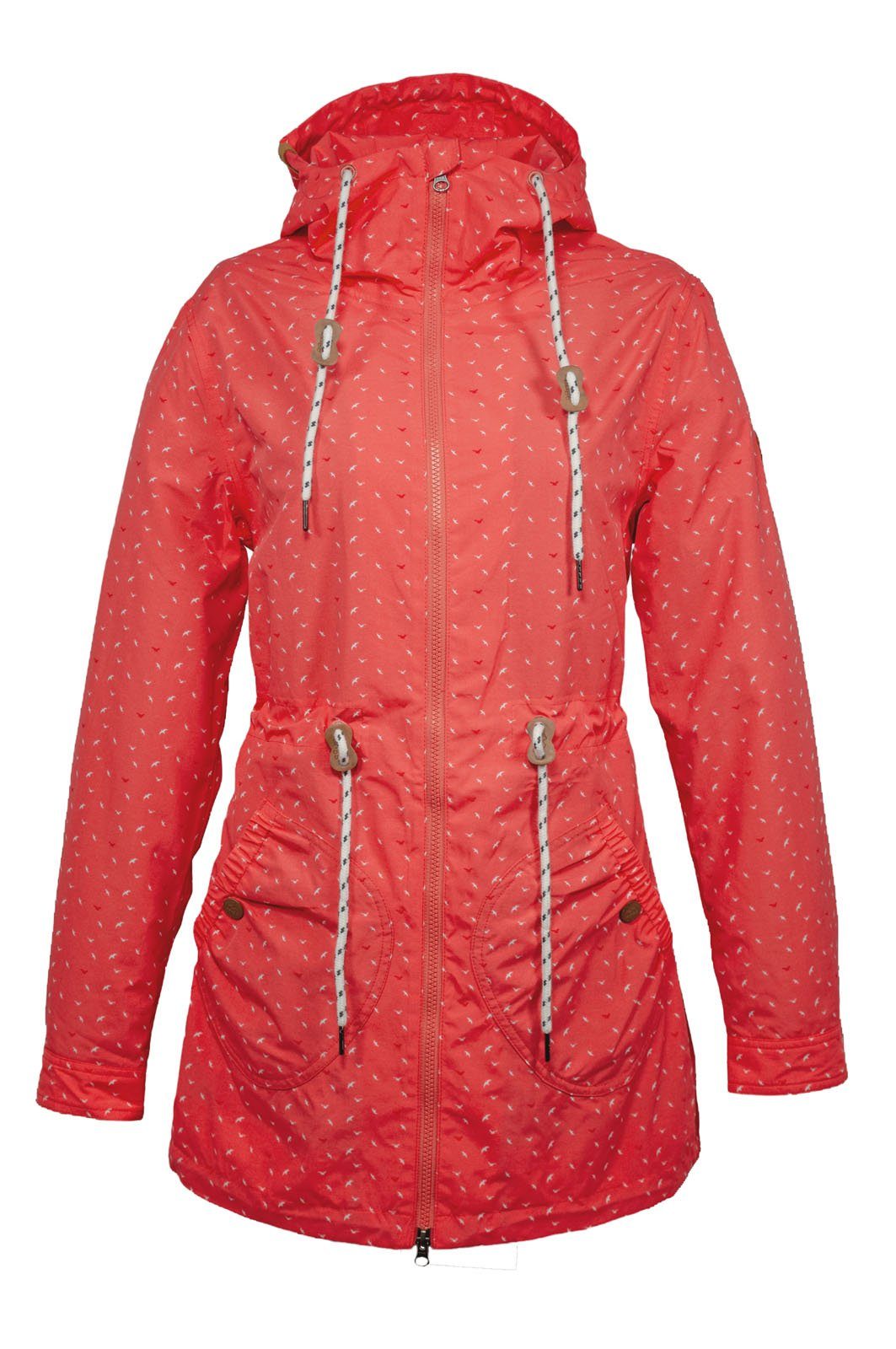 Brigg Regenjacke Damen Wetterjacke Lizzy Möwen-Print - Outdoor-Jacke Maritim mit Kapuze