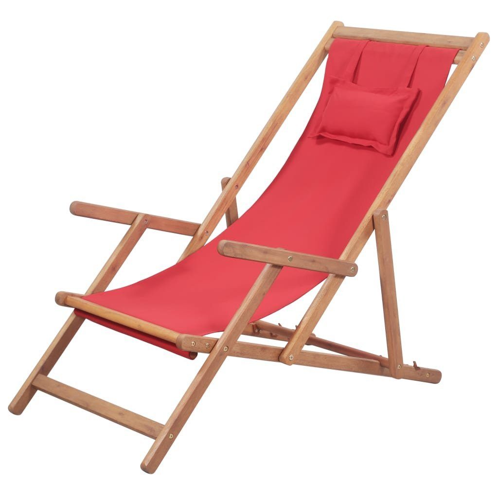 furnicato Klappstuhl Strandstuhl Klappbar Stoff und Massivholz Rot (1 St)