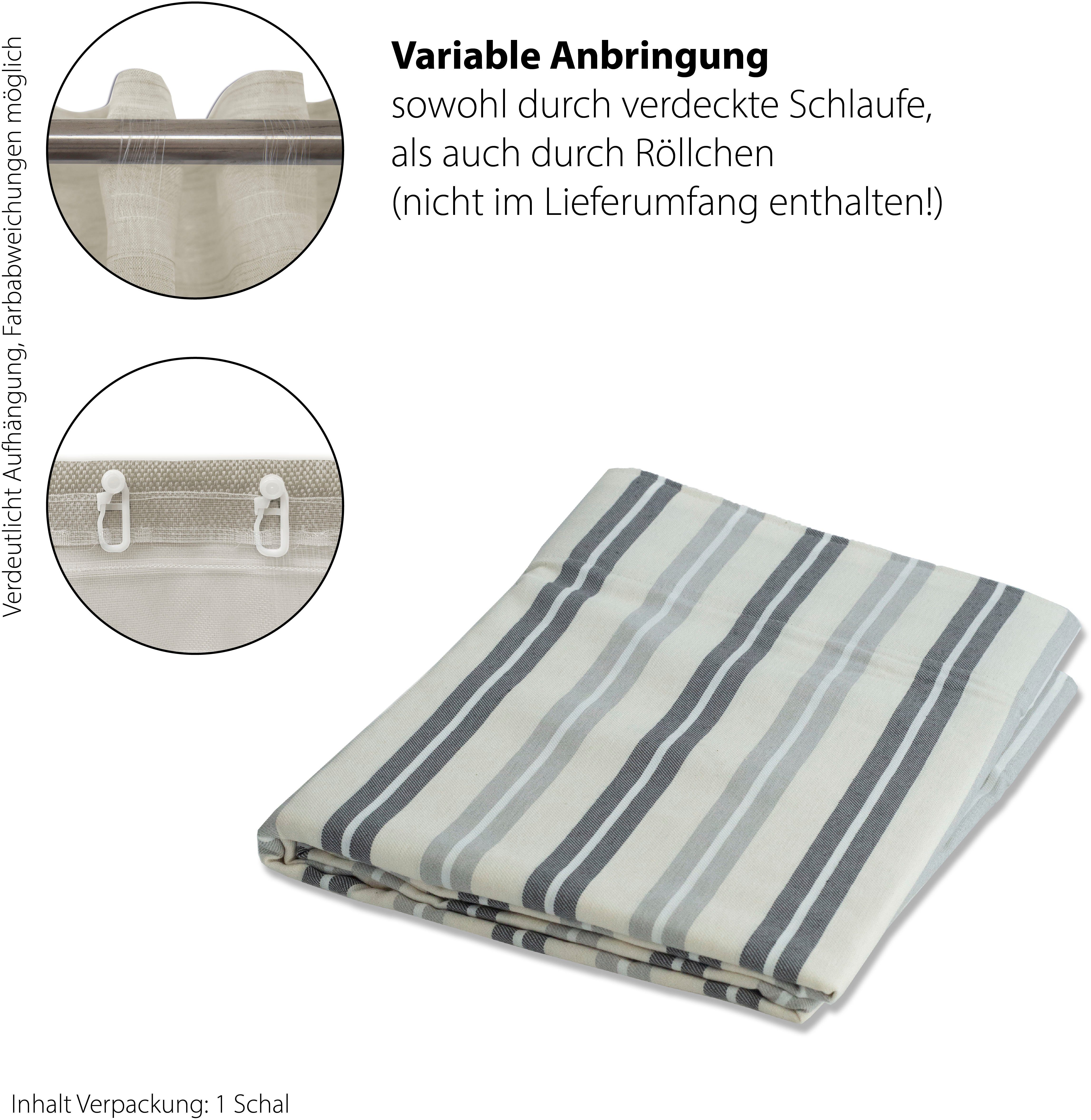 Vorhang Adwin, HOMING, Schlaufen Küche, Vorhang, blickdicht verdeckte St), grau Landhaus, (1 blickdicht, Scherli