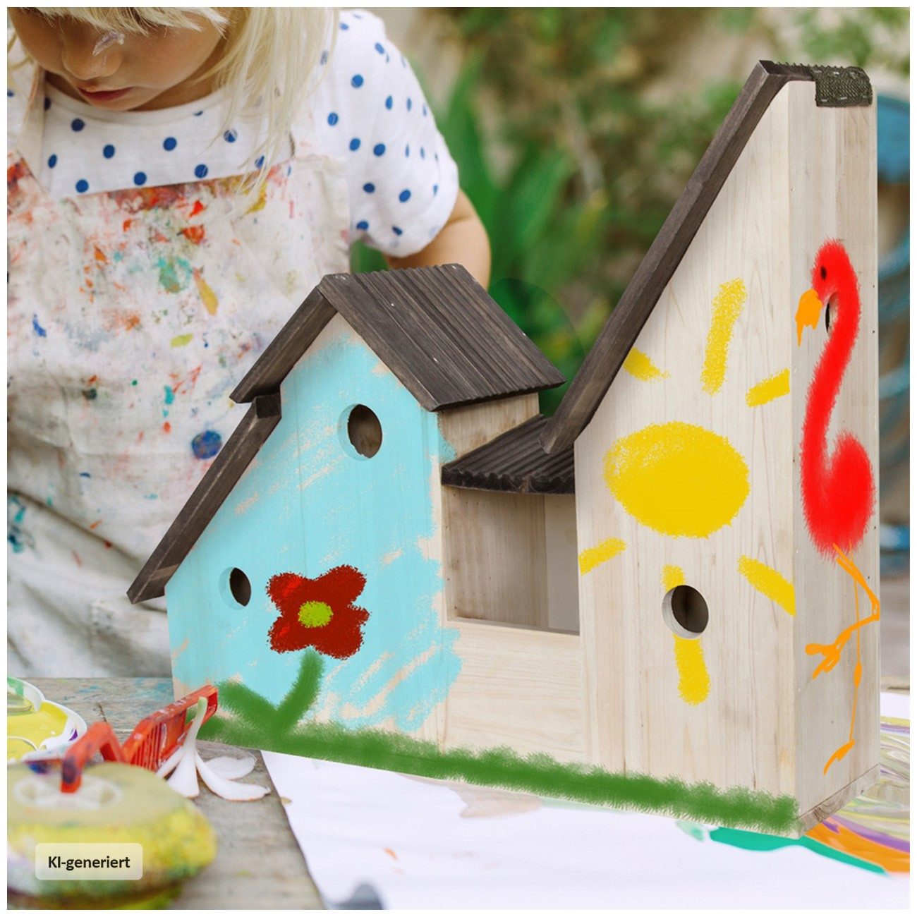 HTI-Living Vogelhaus Vogelhaus mit 3 Nistkästen Mina, Nistkasten zum bemalen