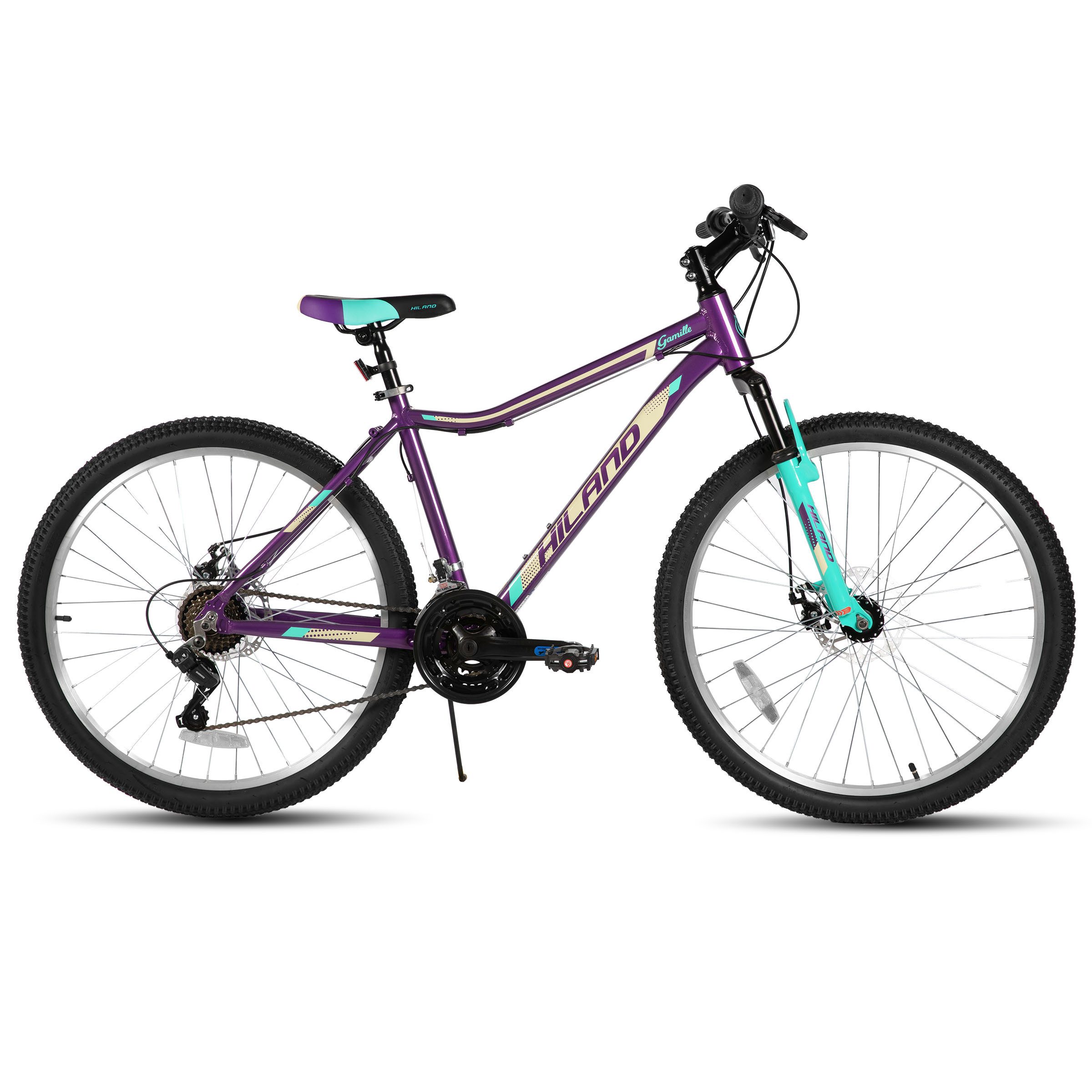 HILAND Mountainbike 26/27,5 Zoll Fahrrad für Erwachsene, MTB für Männer und Frauen, Mit Aluminium Rahmen, 18 Gang,Doppelscheibenbremse Federgabel
