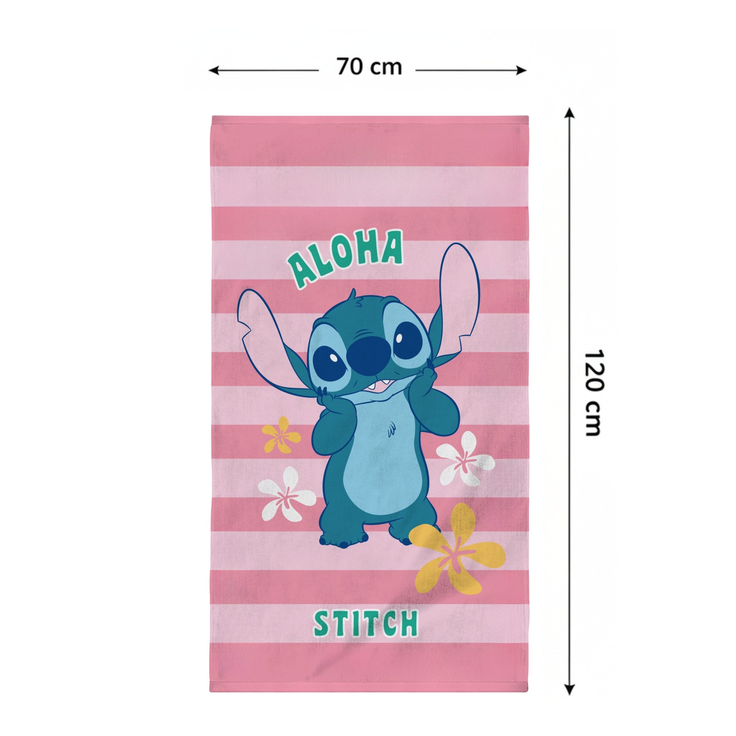MTOnlinehandel Badetuch Disney Lilo & Stitch 70x120 cm, Strandtuch für Kinder, 100% Baumwolle (1-St), Aloha Design, weich & saugstark für fröhliche Badeabenteuer