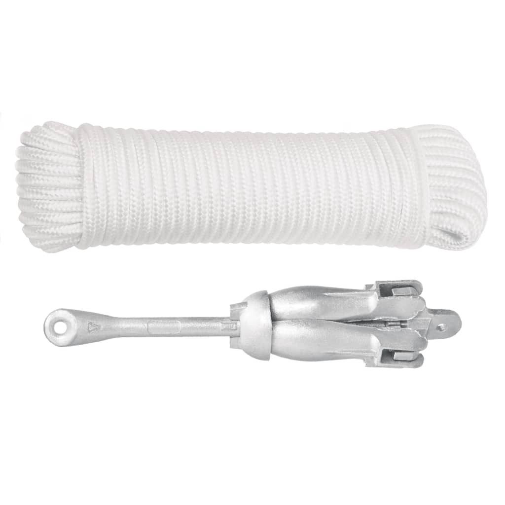 vidaXL Befestigungsanker, Klappanker mit Seil Silbern 3,2 kg Temperguss
