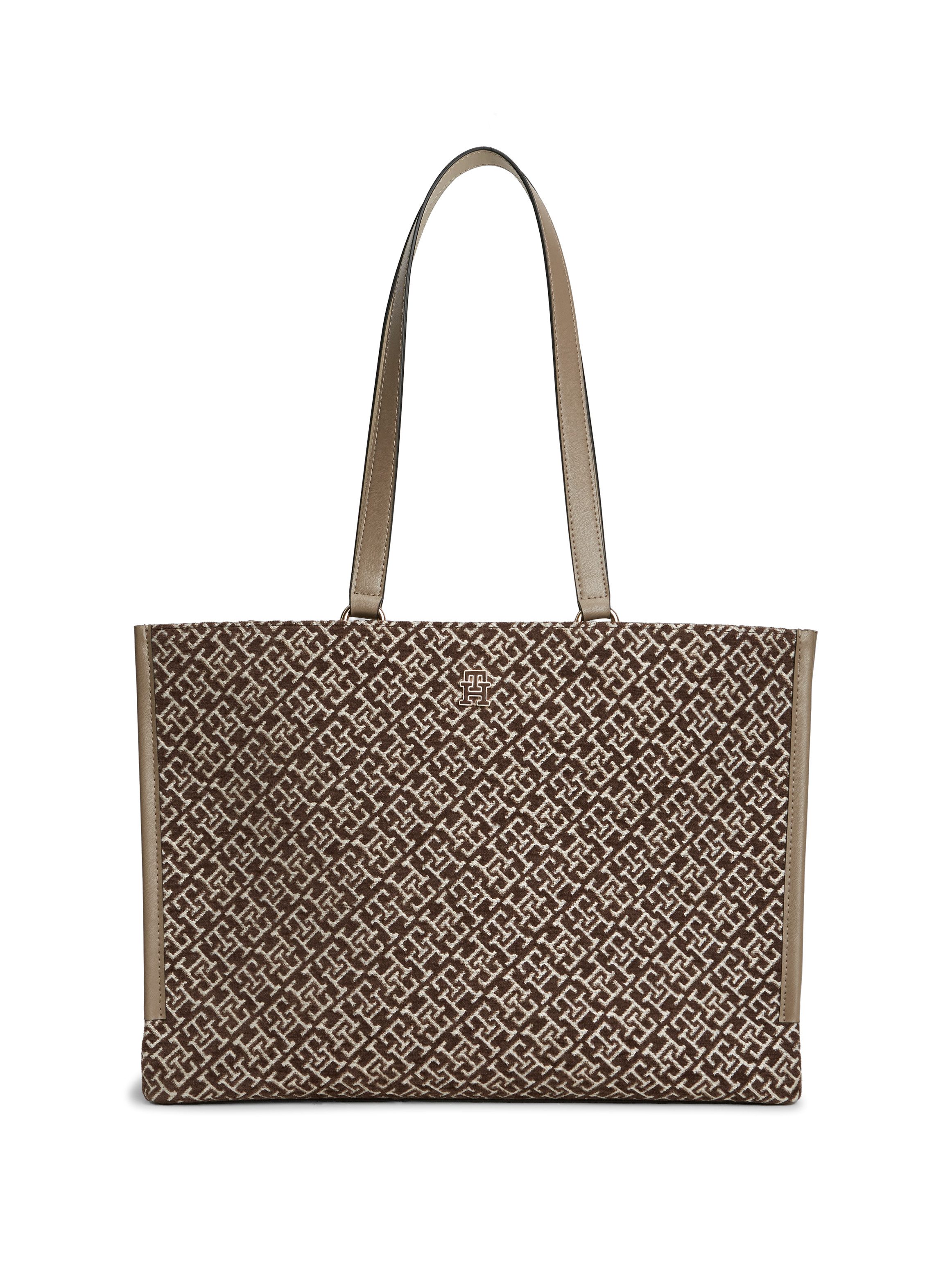 Tommy Hilfiger Handtasche TH JACQUARD TOTE, Damen Schultertasche mit edler TH-Logostickerei
