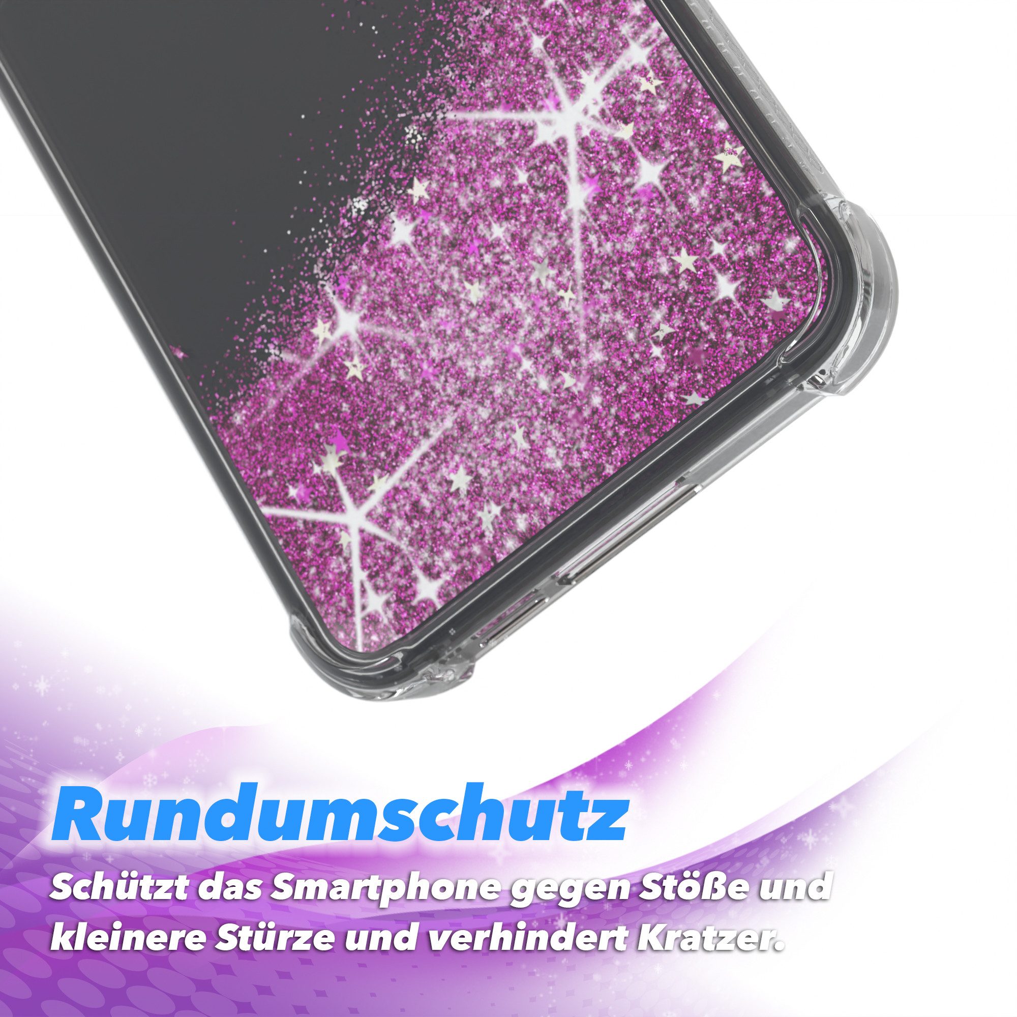 EAZY CASE Handyhülle Liquid Glittery Case für Samsung Galaxy A55 6,6 Zoll, Bumper Case Back Cover Glitter Glossy Handyhülle Etui Violett Lila – Bild 5 von 5