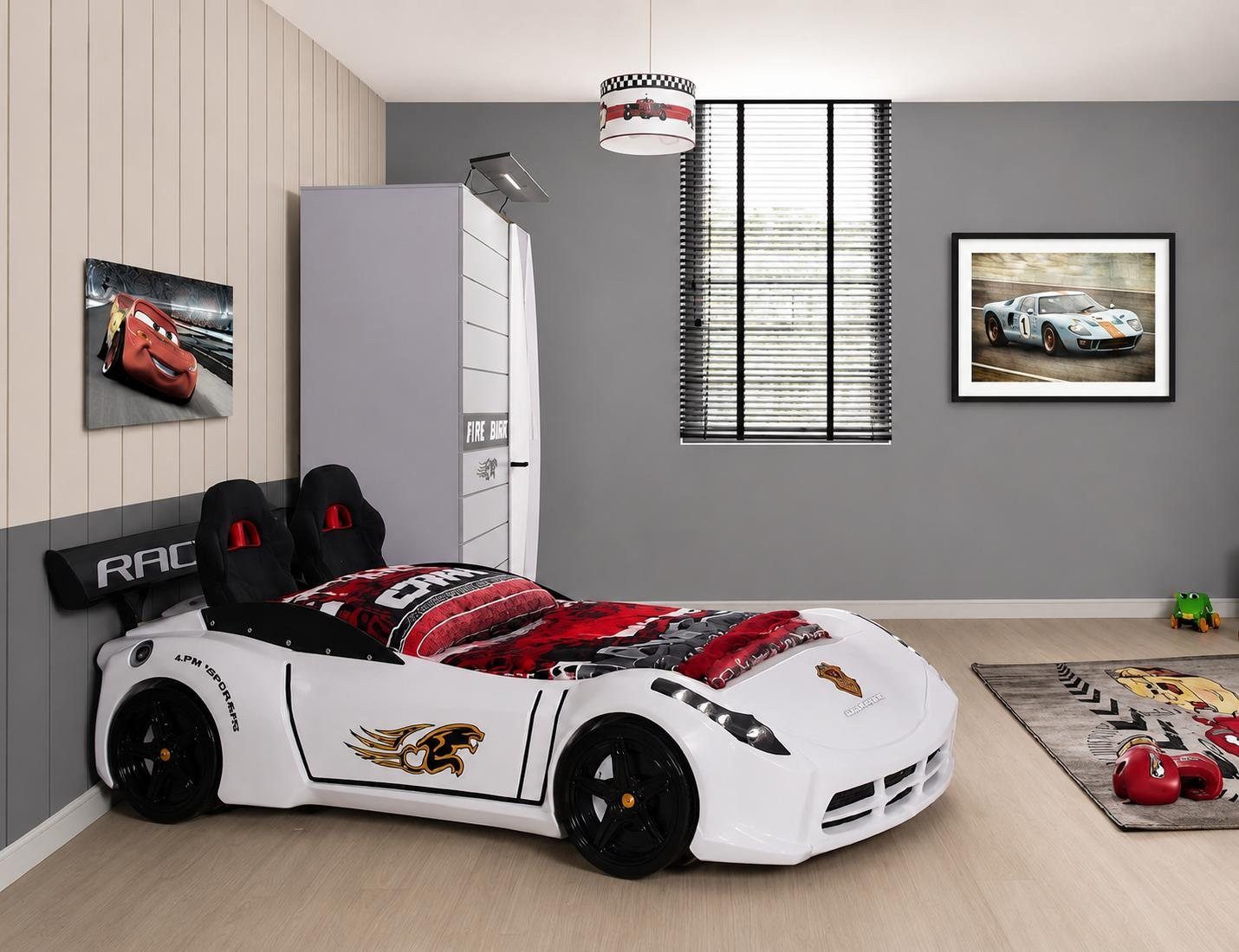 JVmoebel Autobett Autobett Rennwagen Kinderbett Sportwagen Racing Look Modern, Made in Europa
