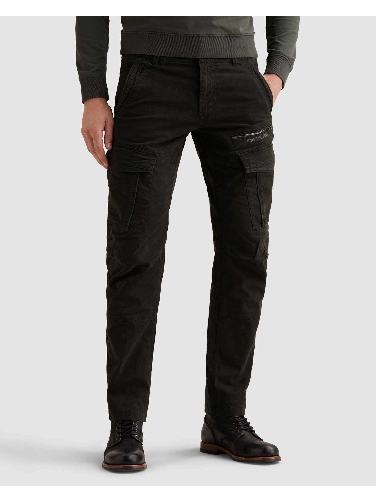PME LEGEND Cargohose Nordrop Stretch Twill mit Logo Stickerei