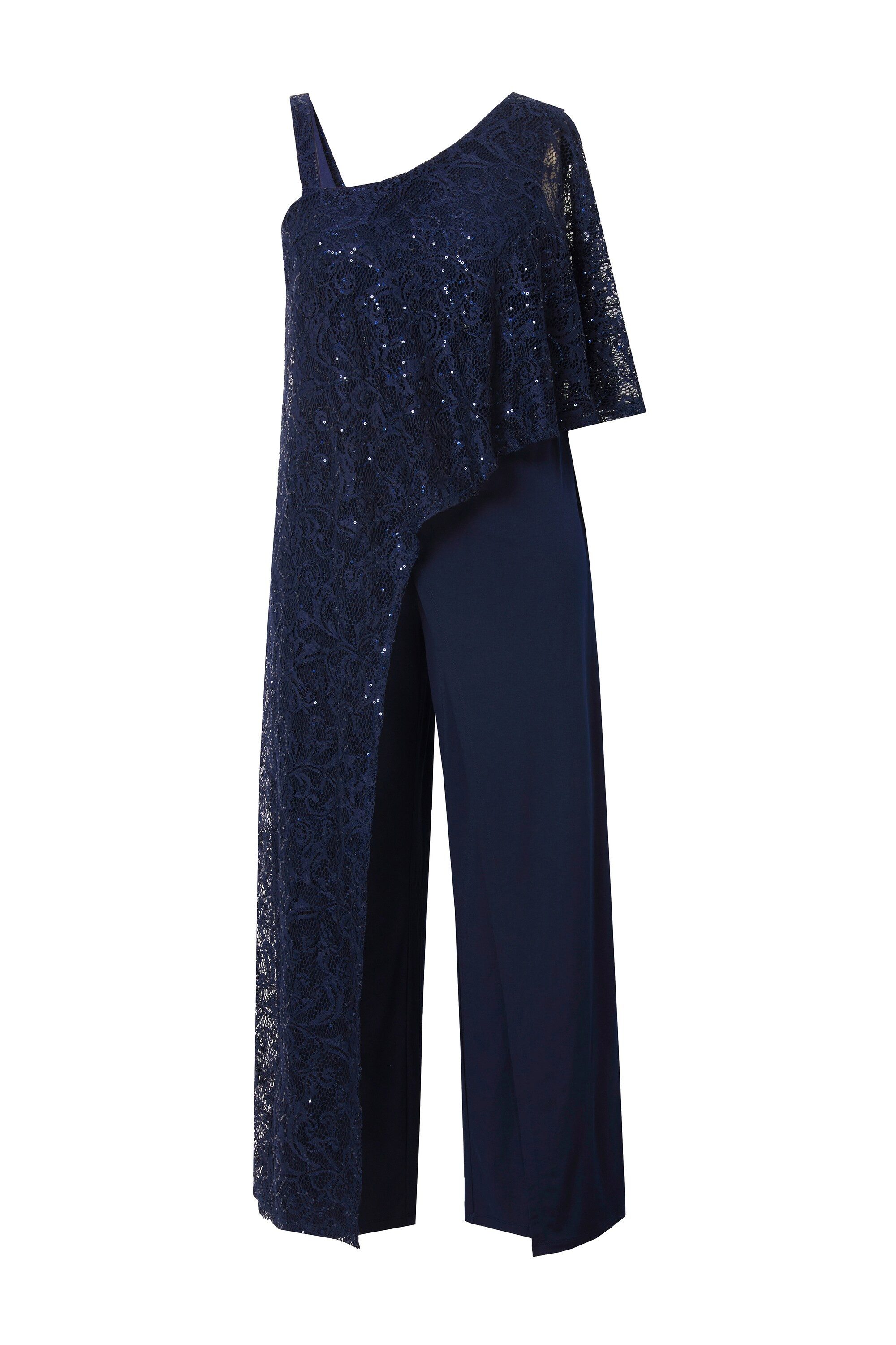 Ulla Popken Funktionshose Jumpsuit Spitzen-Überwurf weites günstig online kaufen