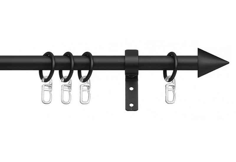 Gardinenstange Kegel, indeko, Ø 16 mm, 1-läufig, Fixmaß, mit Bohren, verschraubt, Stahl, Komplett-Set inkl. Ringen und Montagematerial