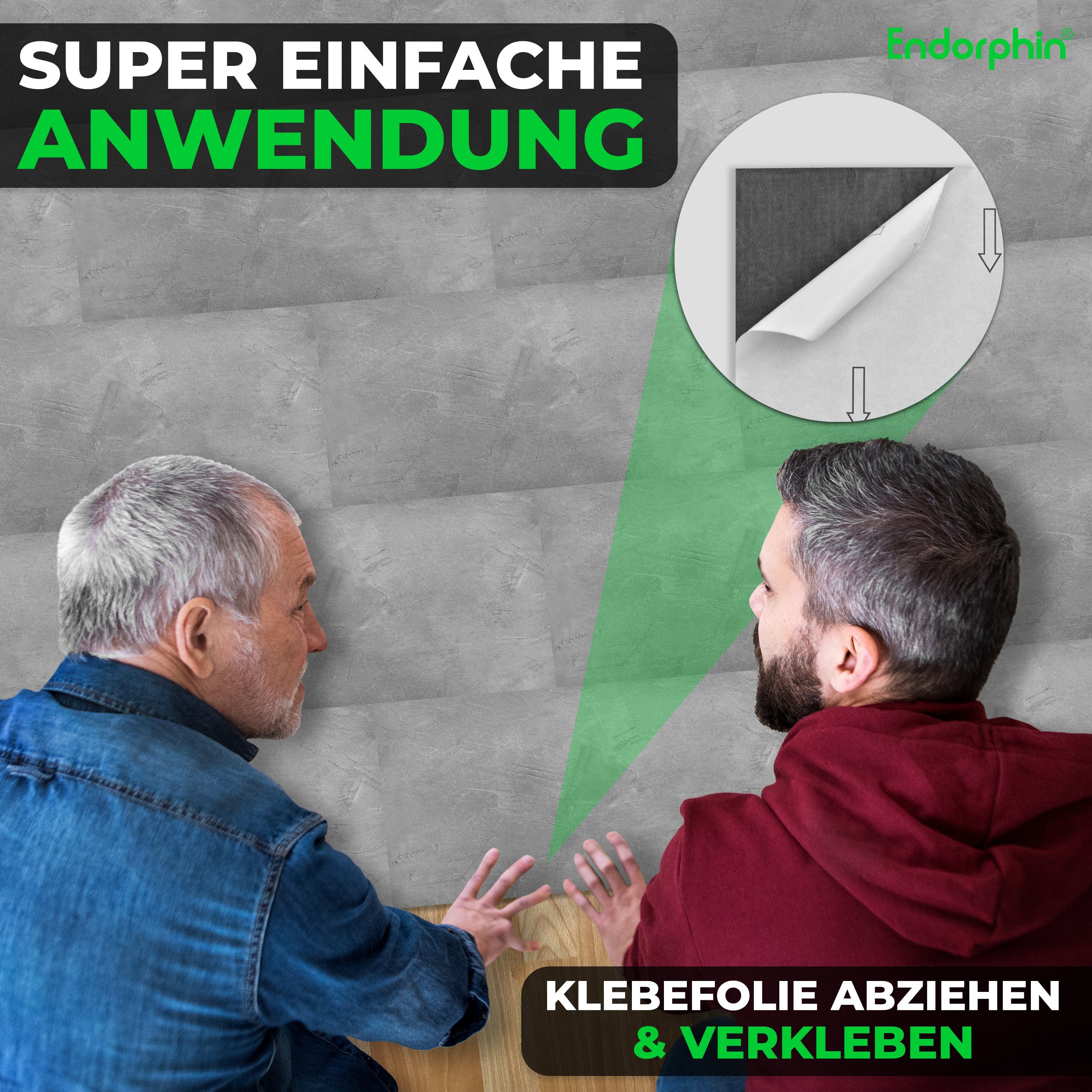 Endorphin Vinylboden Vinylboden selbstklebend in Betonoptik Hellgrau 2,97qm, selbstklebend, aus recyceltem Material, mit fühlbarer Oberfläche