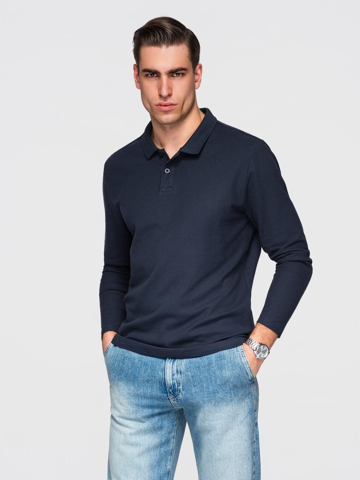Langarm-Poloshirt Herren-Poloshirt mit langen Ärmeln im Regular Fit