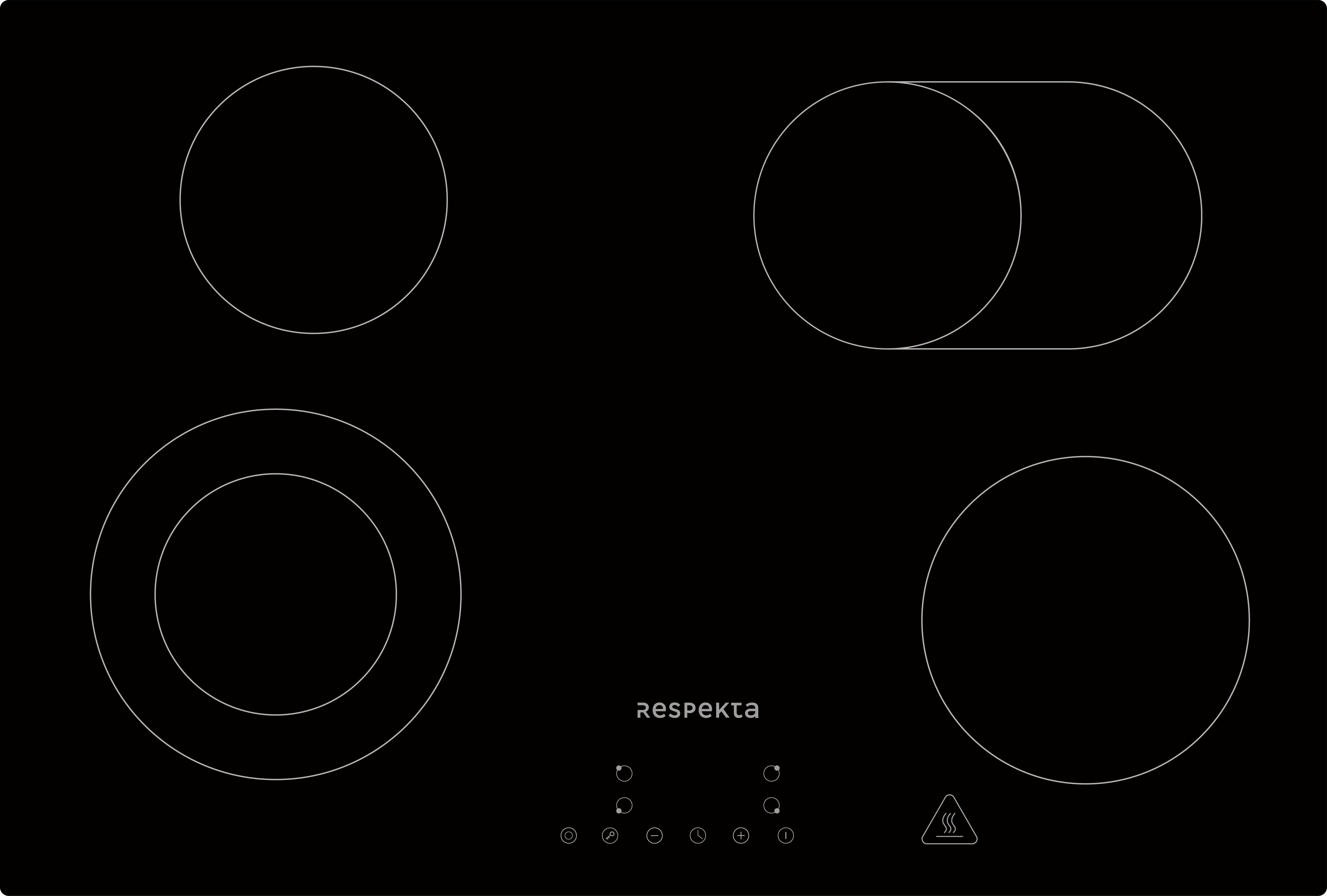 RESPEKTA Elektro-Kochfeld Benjamin KM7700-28, 9 Leistungsstufen; Touch Control Steuerung; Zweikreis- und Bräterzone