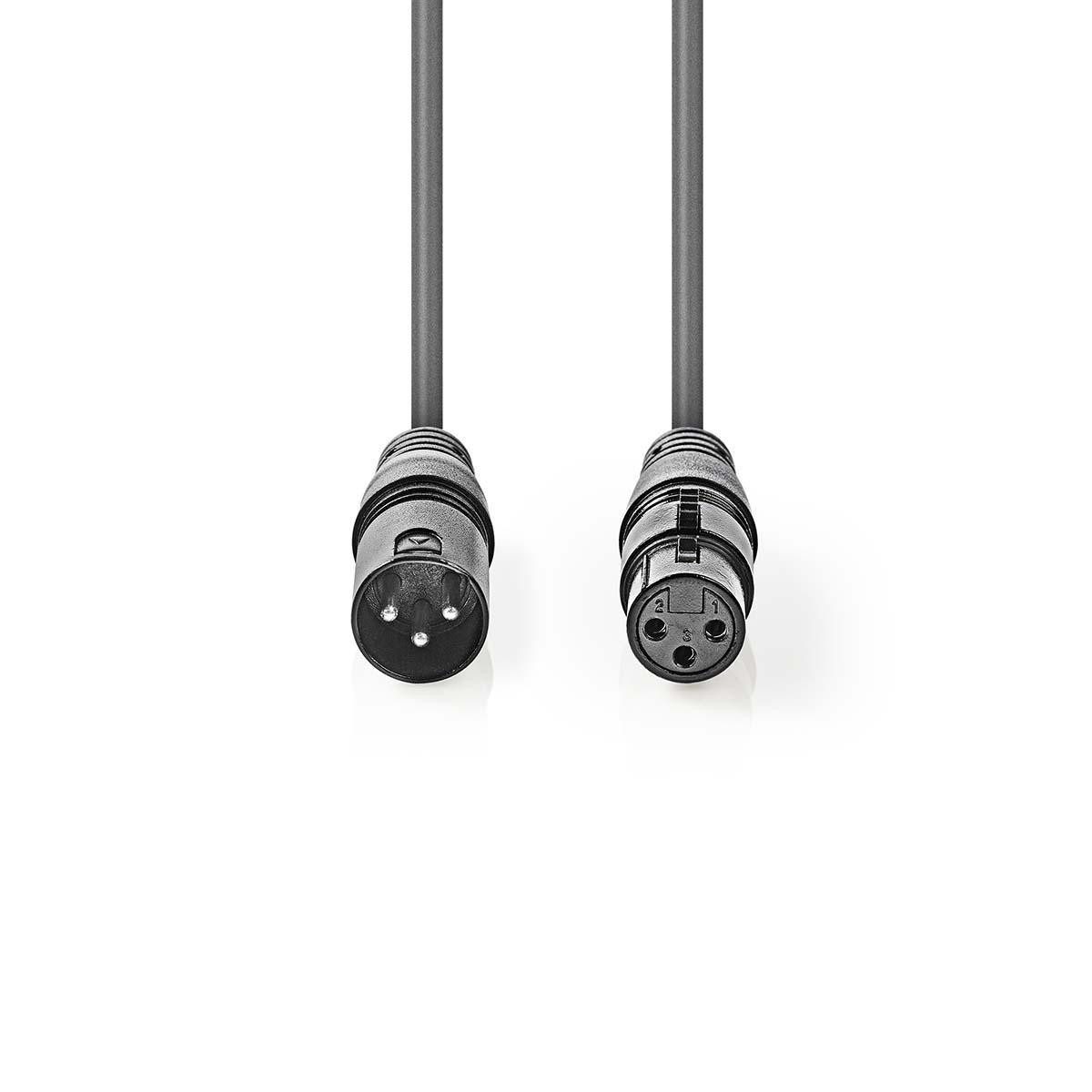 Nedis COTG15012GY150 Audio- & Video-Kabel, DMX-Adapterkabel, DMX-Adapterkabel, XLR 3-Pin Stecker, XLR 3-Pin Buchse, flexible Signalübertragung