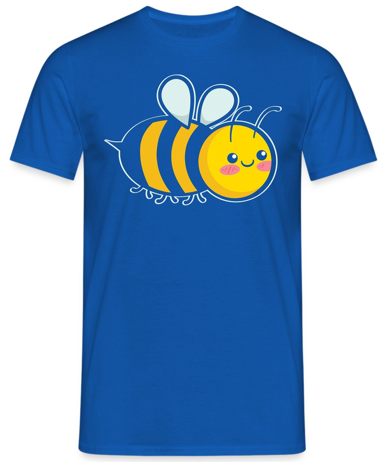 Formatee T-Shirt Quattro Honig Biene Süße Kurzarmshirt Blau Herren (1-tlg) Imker