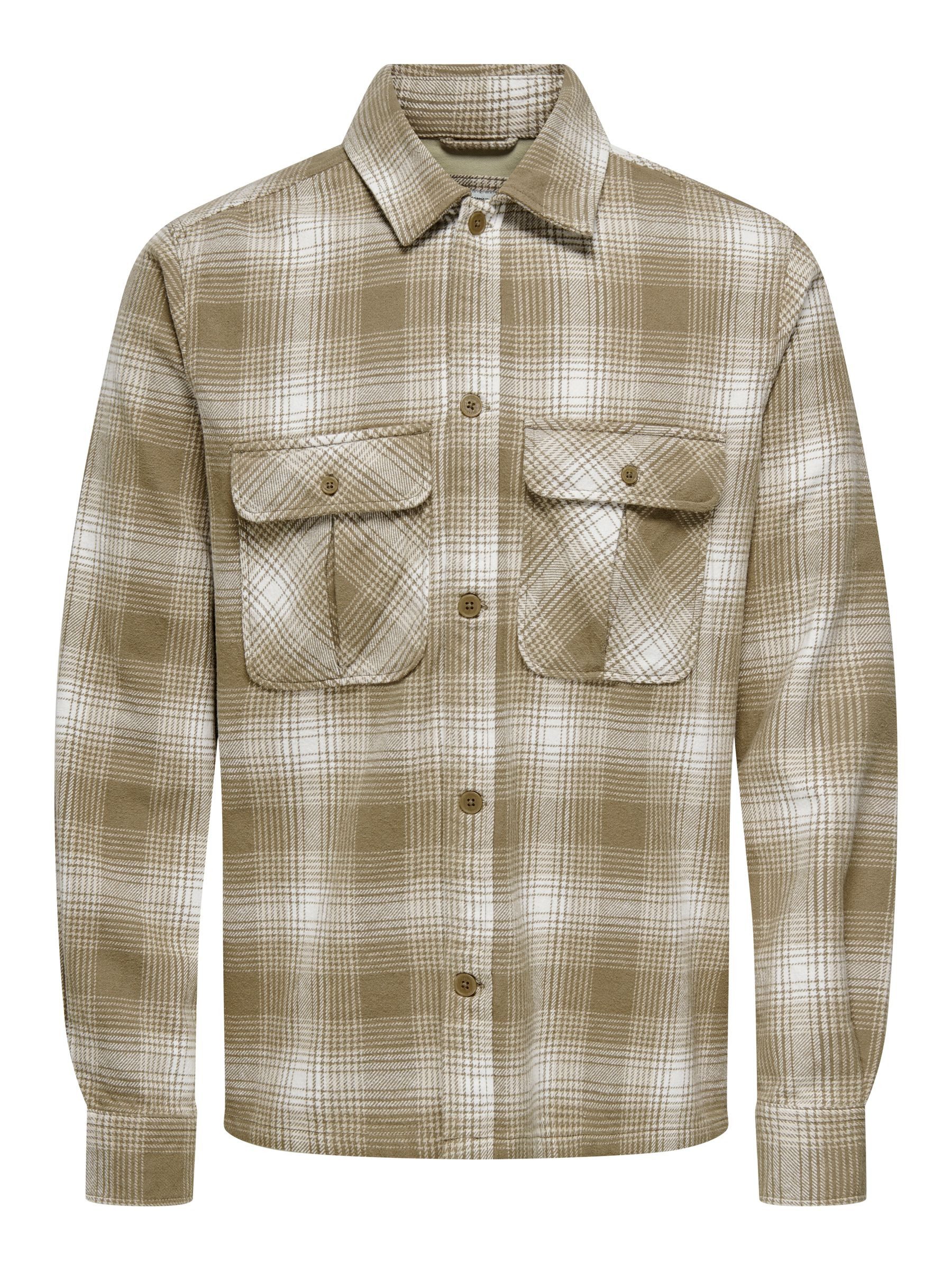 ONLY & SONS Langarmhemd gewebt Regular Fit Hemdkragen Knopfleiste ONSCEDRIC günstig online kaufen