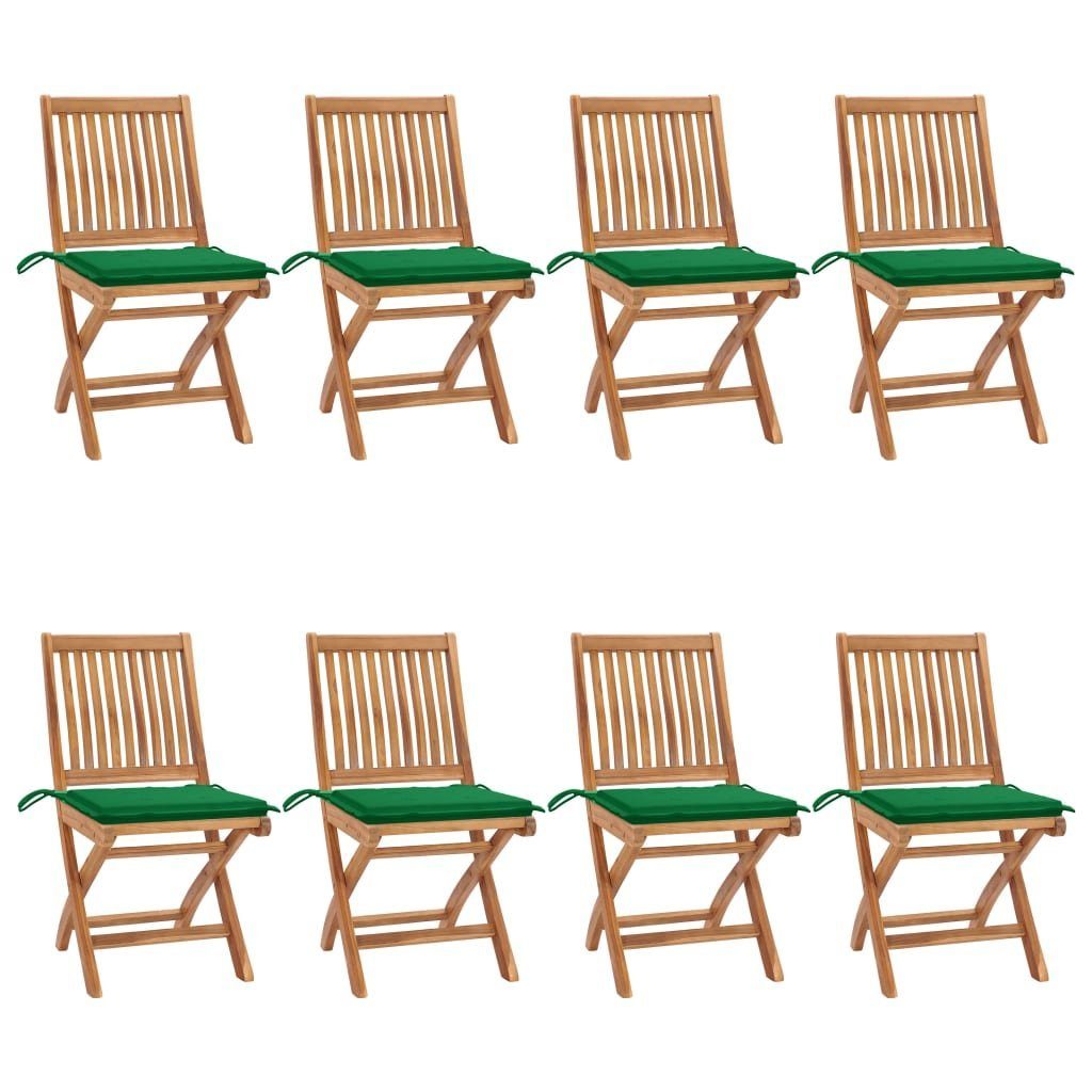furnicato Gartenstuhl Gartenstühle mit 8 Kissen Teak Klappbare Massivholz Stk