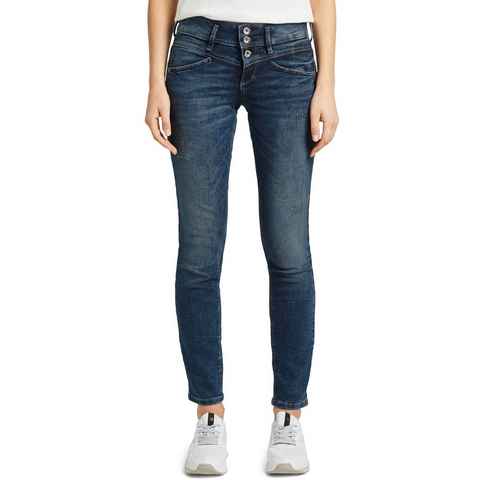 TOM TAILOR Slim-fit-Jeans Alexa Slim mit Knopfleiste und dekorativ gesteppter Passe