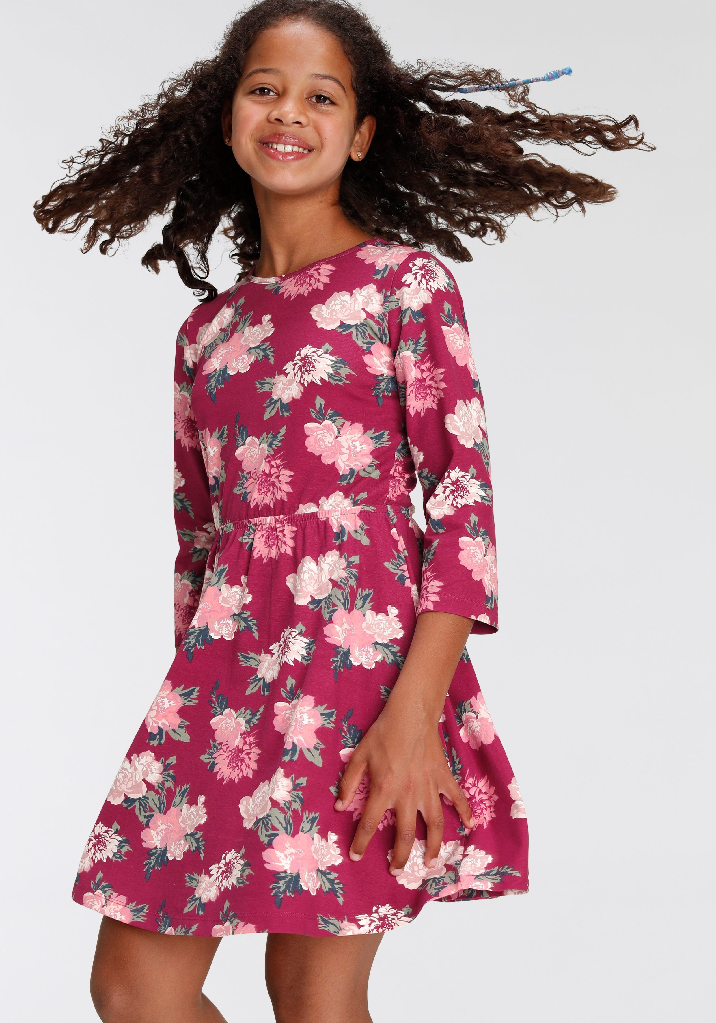 Skaterkleid Blumen bedruckt KIDSWORLD Arm, 3/4 mit