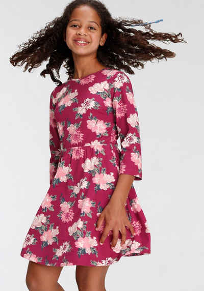 KIDSWORLD Skaterkleid 3/4 Arm, mit Blumen bedruckt