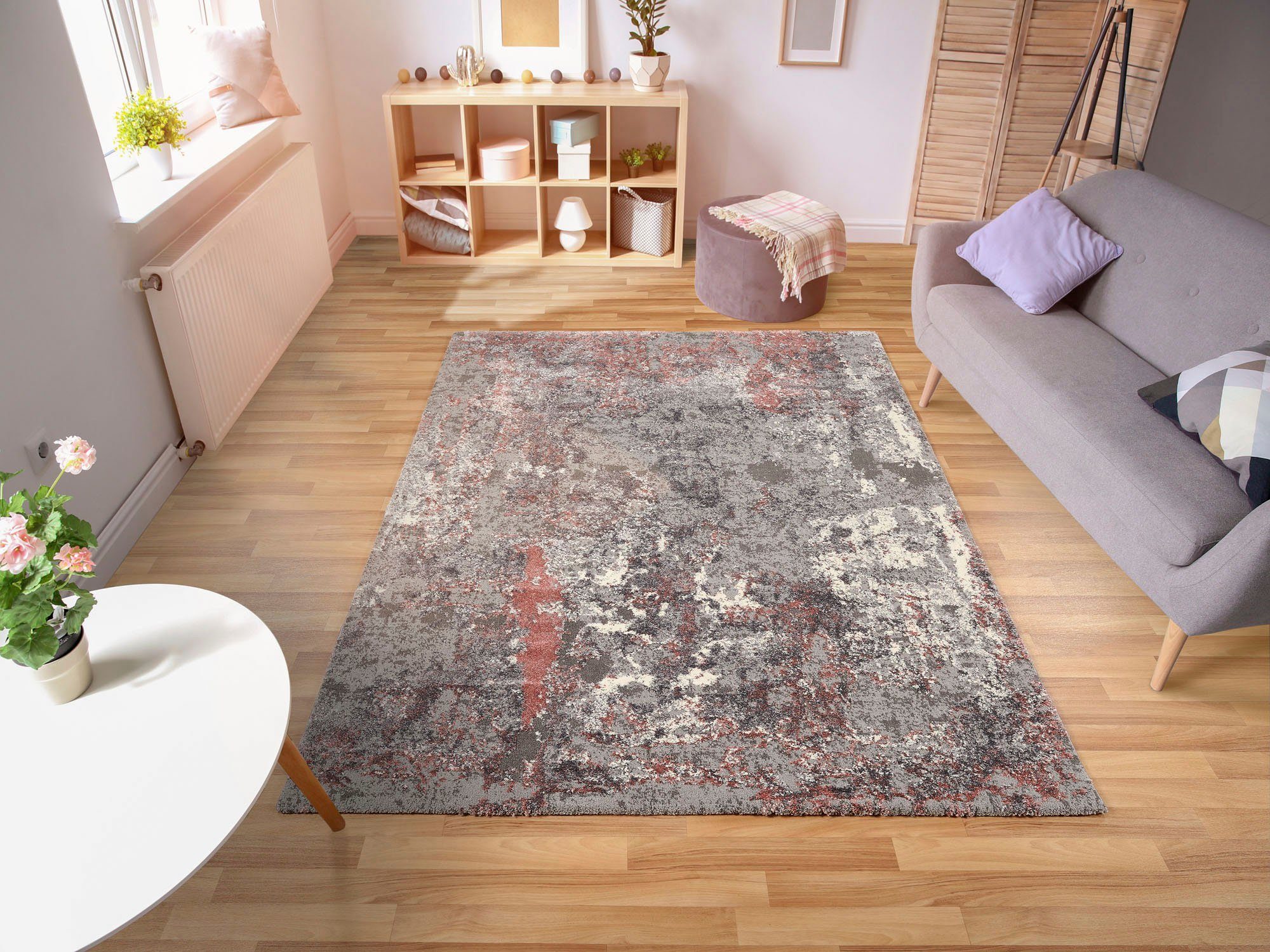 OCI DIE TEPPICHMARKE Teppich JUWEL LIRAY, rechteckig, Höhe: 20 mm, Kurzflor, Wohnzimmer, Marmor Optik, Hoch Tief Effekt