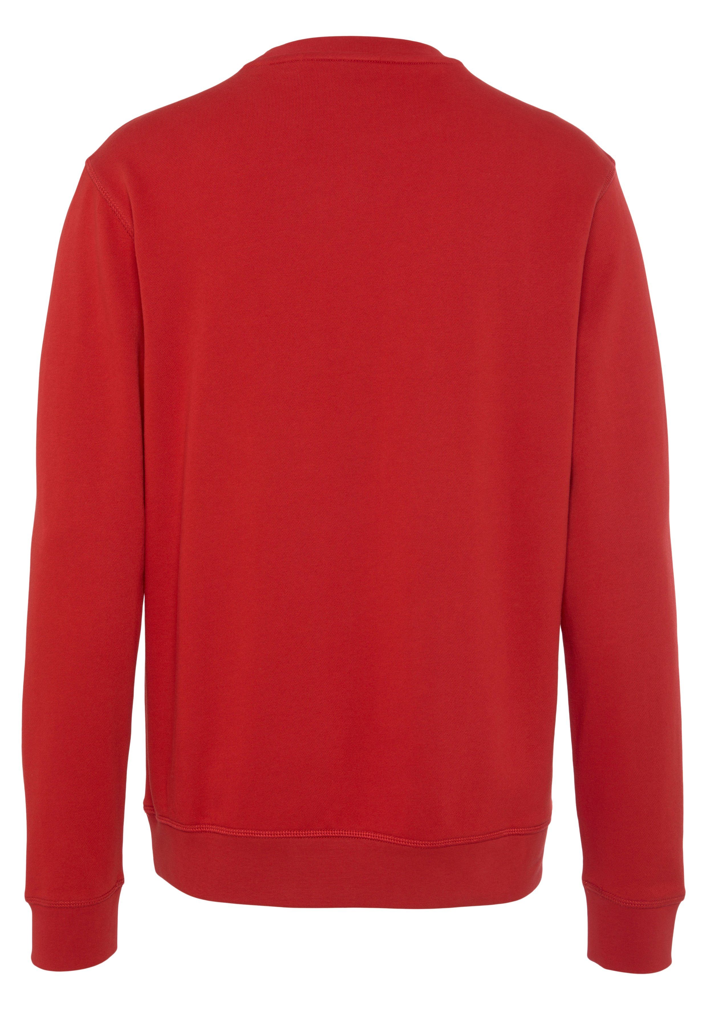 mit bright_red wirkenden BOSS sportlich Westart (1-tlg) Overlocknähten Sweater ORANGE