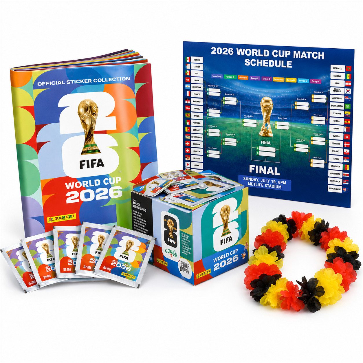 TK Gruppe Stickerbuch XXL Sammelset WM 2026 - Panini Sticker Album, Spielplan Blumenkette