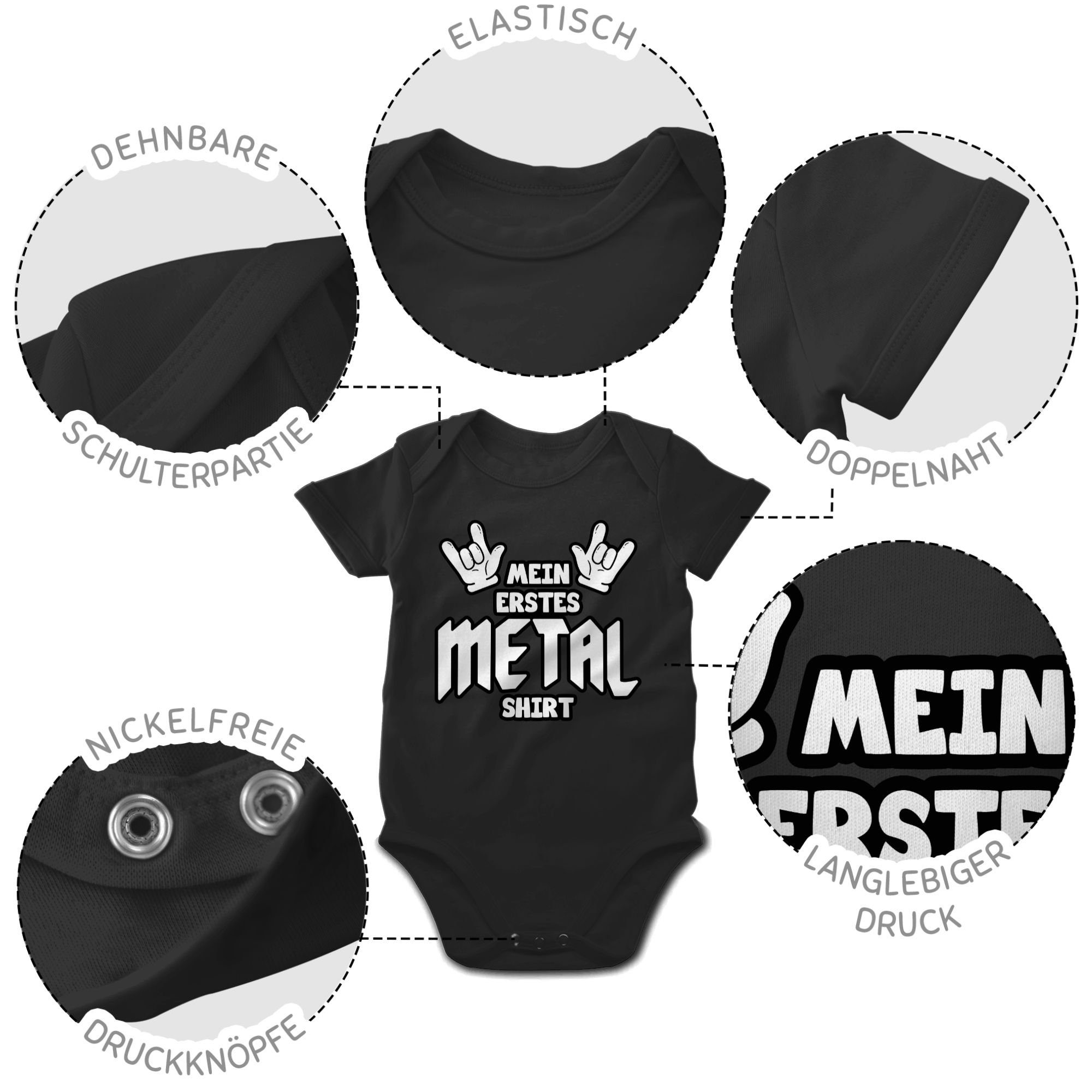 Shirtracer Shirtbody Mein erstes Metal Shirt Comic Sprüche Baby