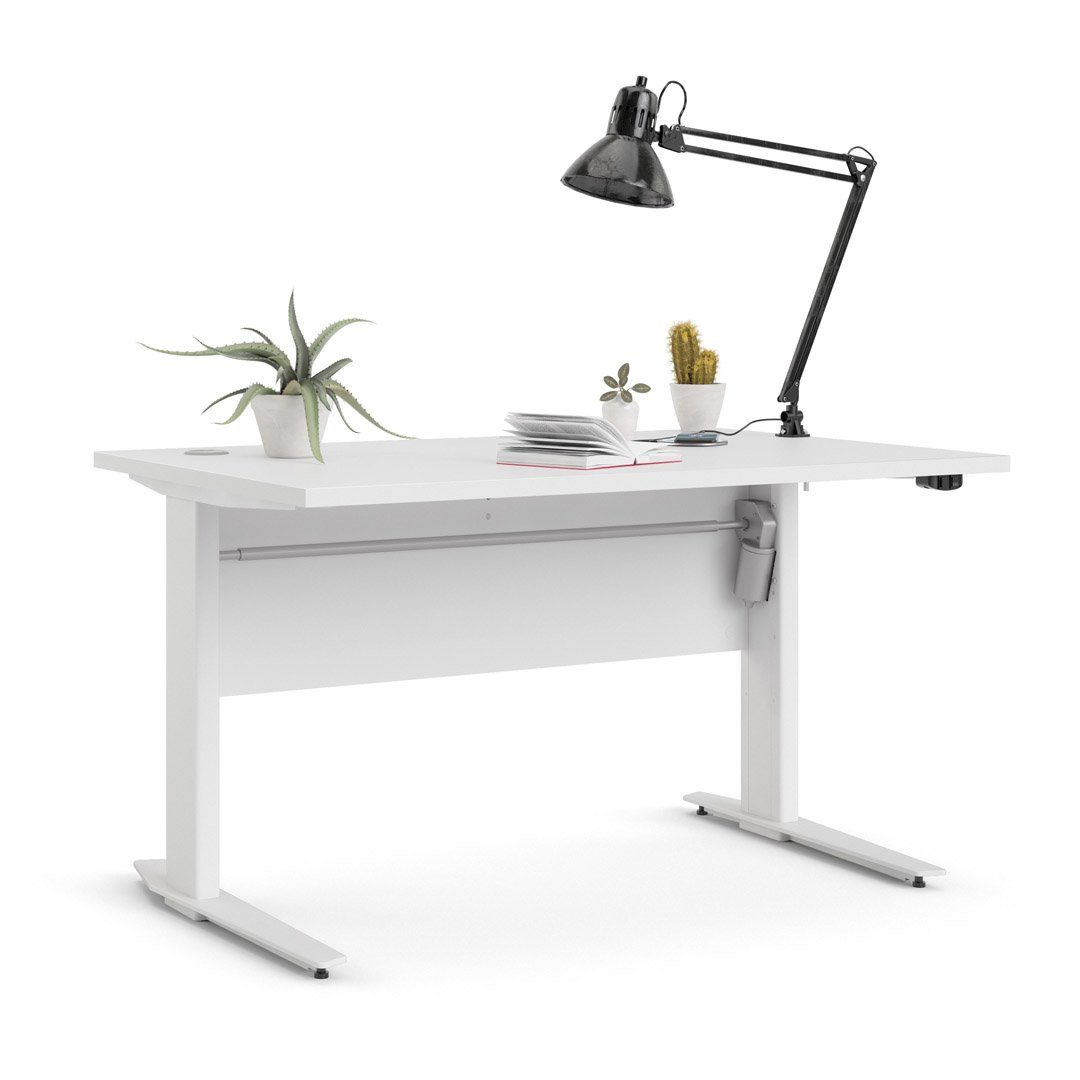 elektrische ebuy24 Prisme Hebe-Senk-Funktion Schreibtisch Weiß Schreibtisch