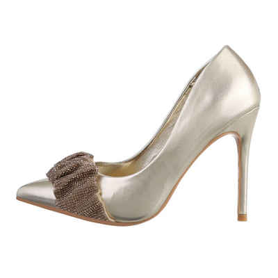 Ital-Design Damen Abendschuhe Party & Clubwear High-Heel-Pumps Pfennig-/Stilettoabsatz High Heel Туфлі in Gold