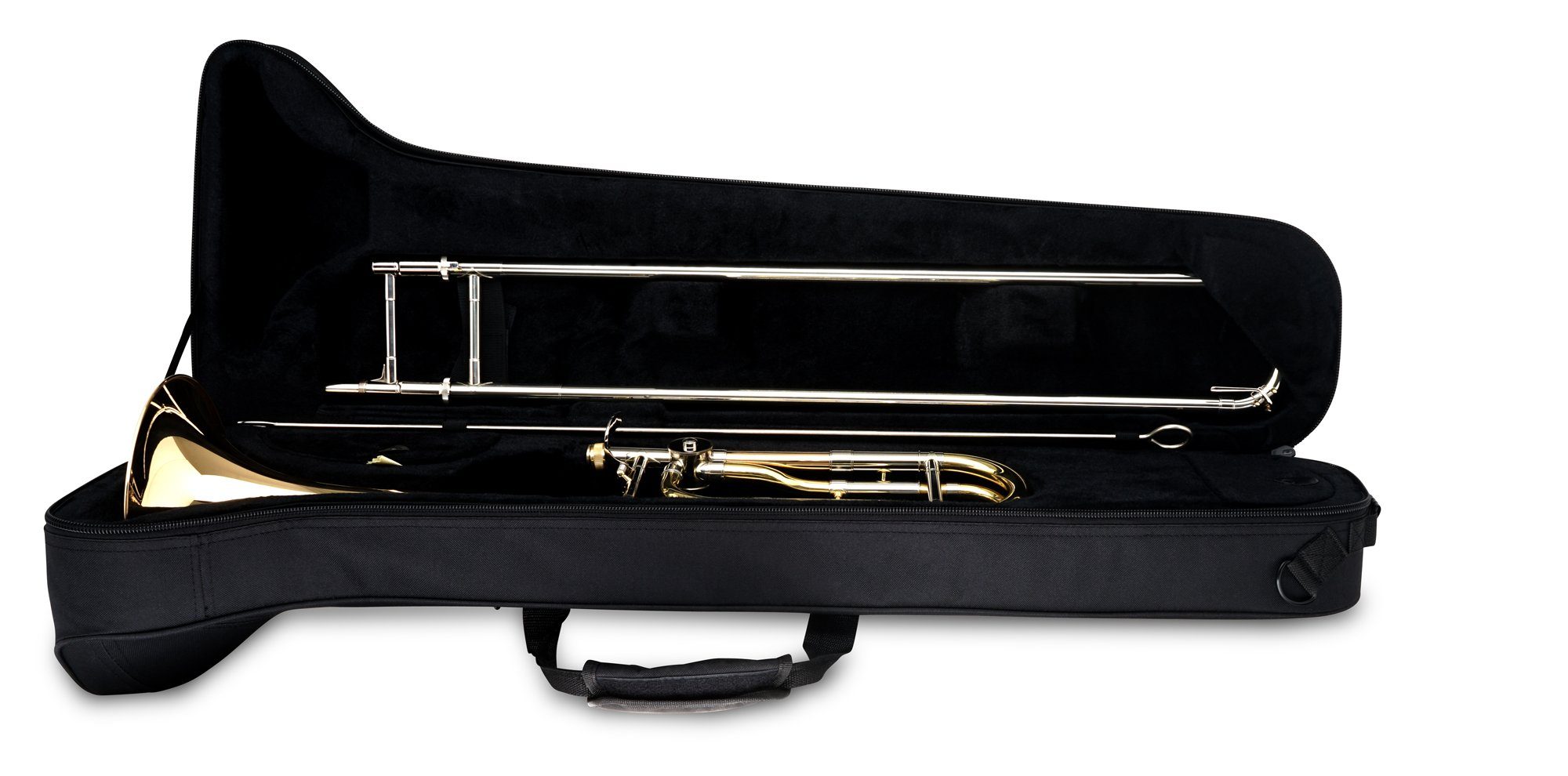 Classic Cantabile Posaune Brass QP-42 Quartposaune B/F, inkl. Mundstück und Koffer, Stimmung: Bb/F - Goldmessing Schallbecher