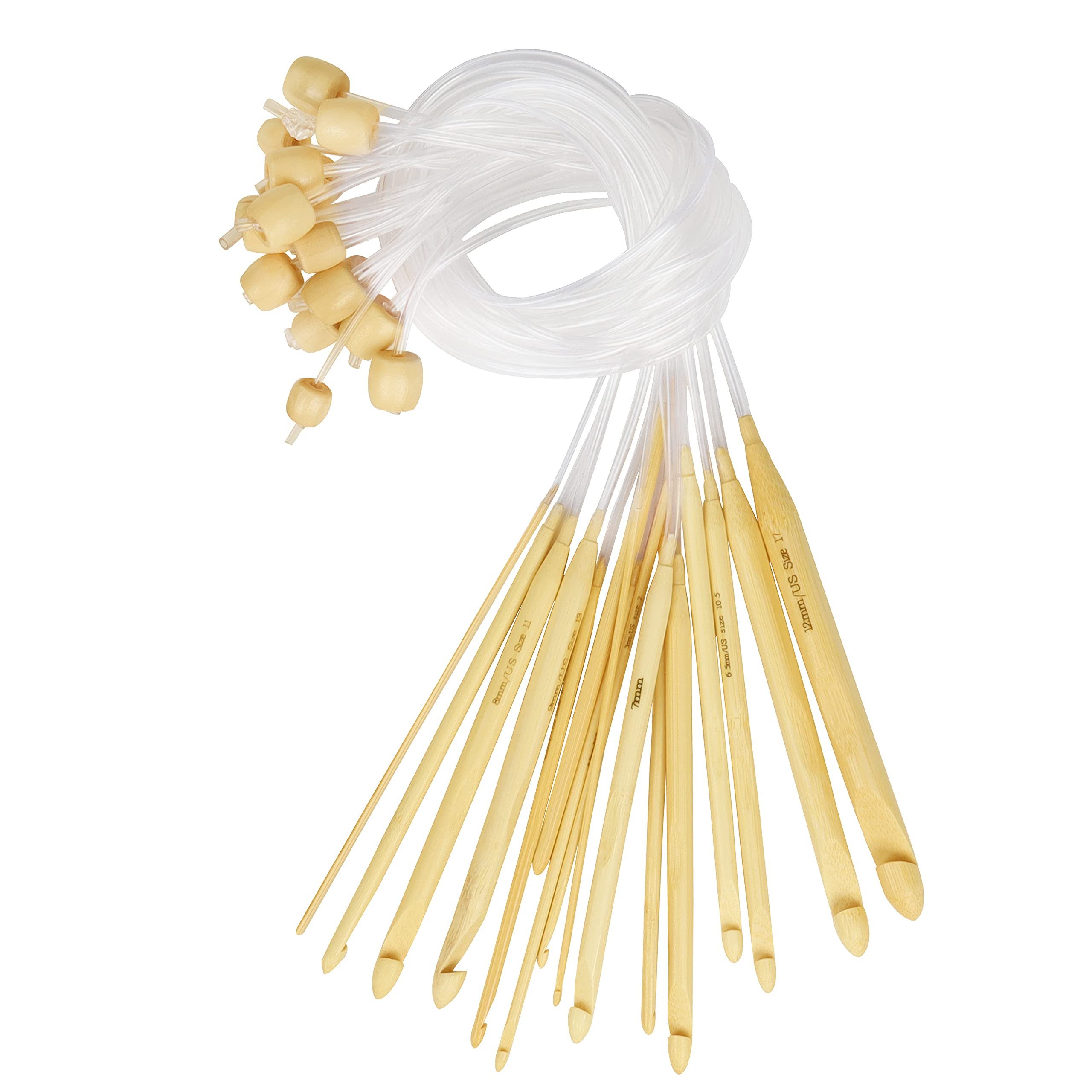 Curtzy Tunesisches Häkelnadel Set - 16 Paar Bambusnadeln - Größen 212 mm Bastelgarn, (16-St)