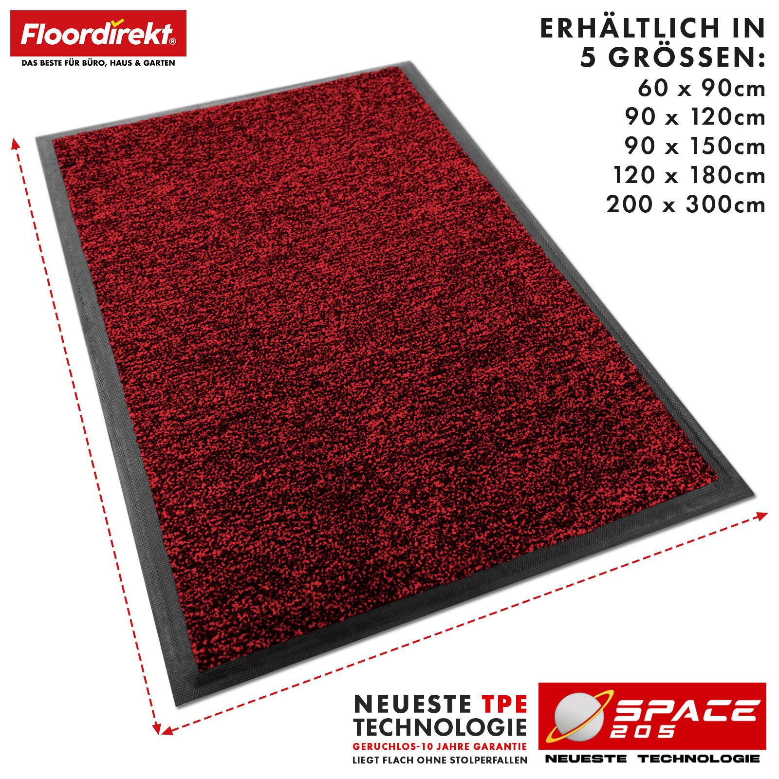 Floordirekt Fußmatte Space 205, Schmutzfangmatte hochabsorbierend - Matte Eingangsbereich, langlebig & rutschfest - Fußmatte innen/Schmutzfangmatte außen – Bild 2 von 5