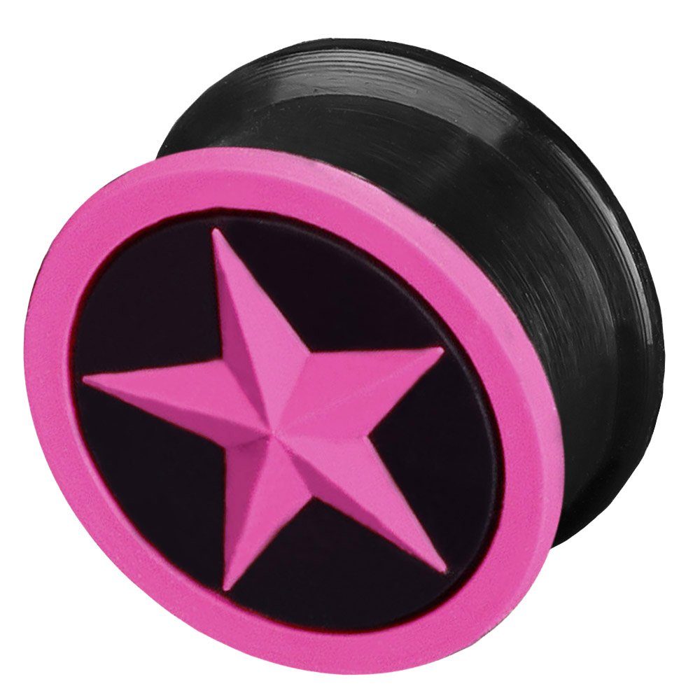 viva-adorno / Plug Pink Silikon flexibel 1 4 Stern, Flesh Tunnel Sterne Stück bis Plug Piercing Größe 10 Schwarz Ohr 26mm