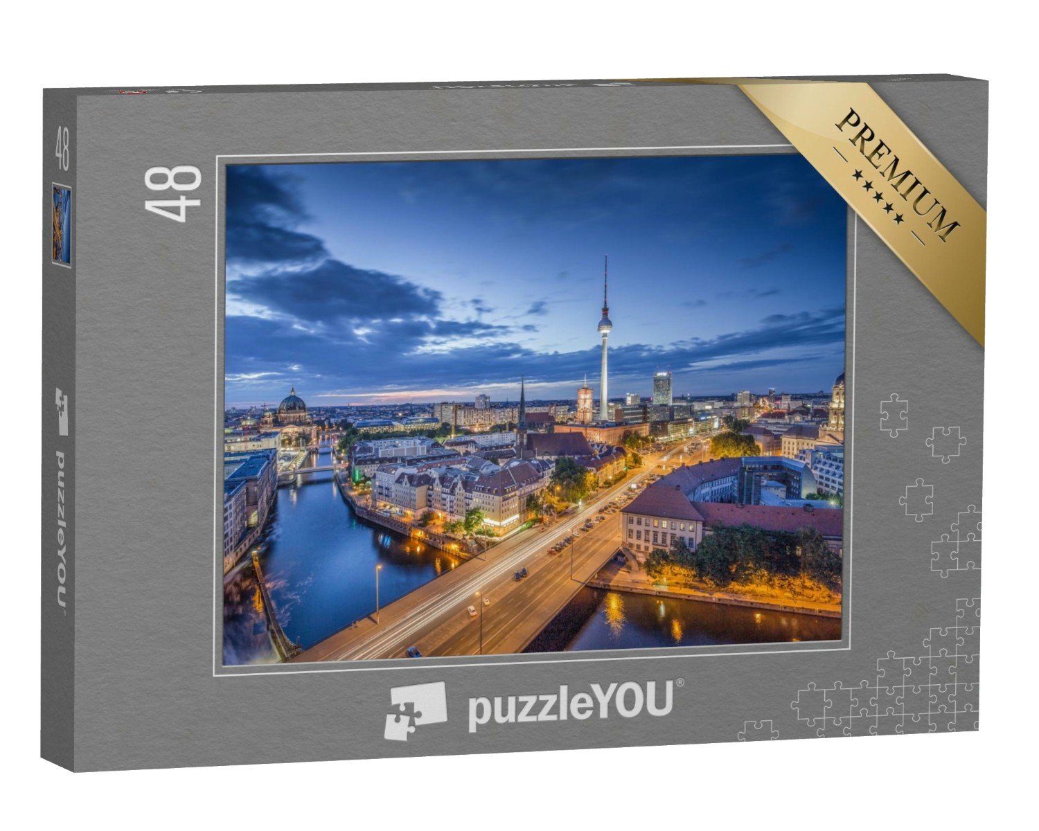 puzzleYOU Puzzle Blick über Berlin am Abend, 48 Puzzleteile, puzzleYOU-Kollektionen 48 Teile, 100 Teile, 500 Teile, 200 Teile